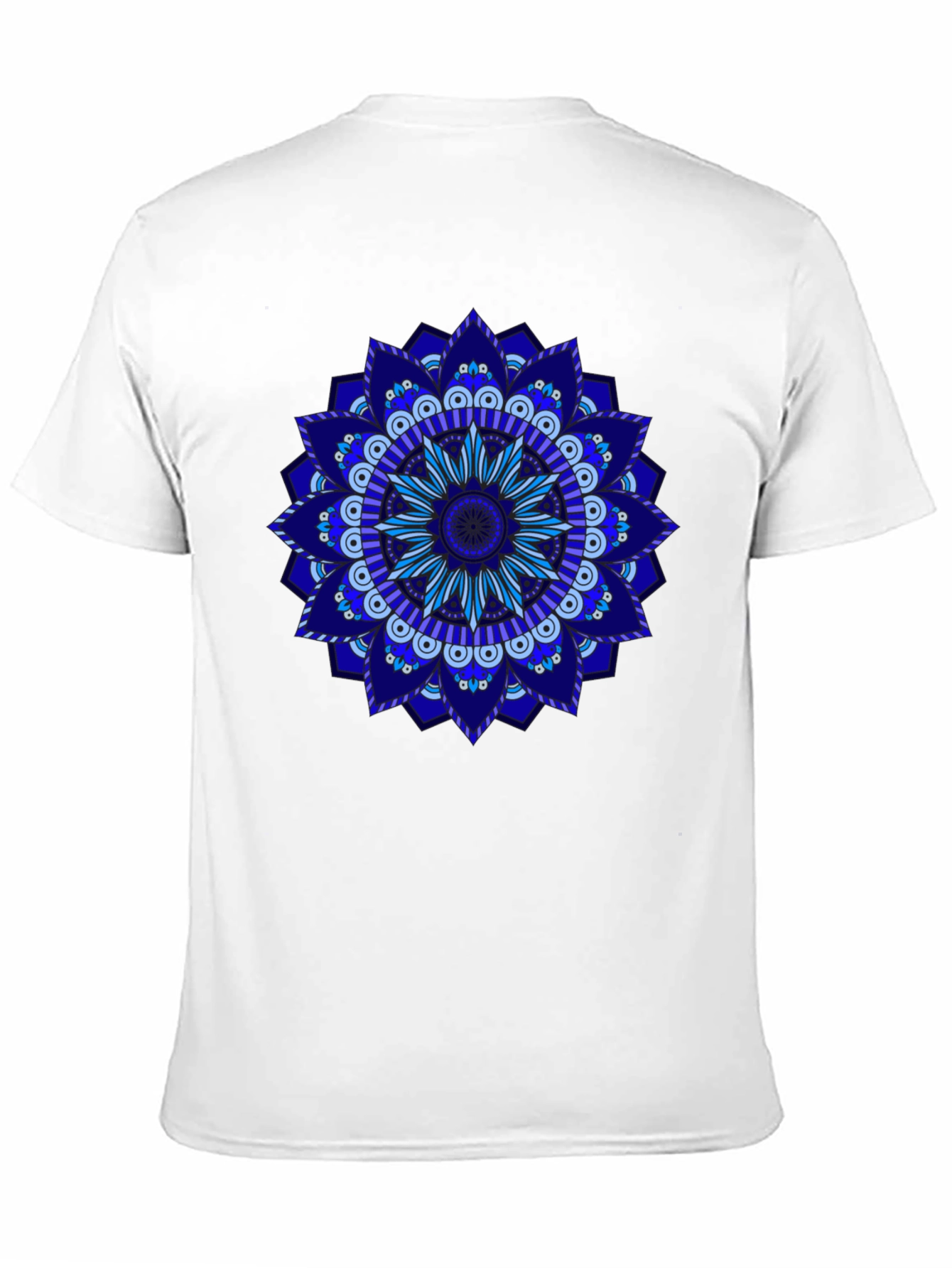 Blue Mandala Graphic Black T-Shirt