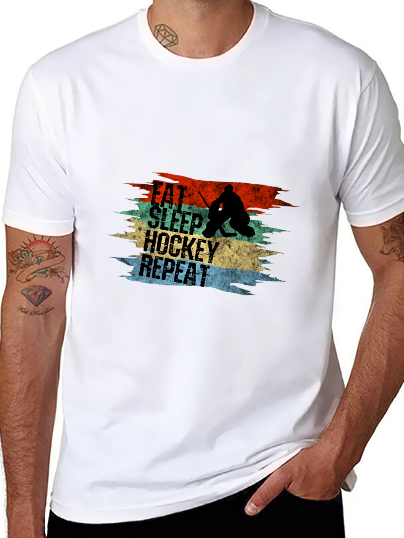Eat Sleep Hockey Repeat Graphic Tee