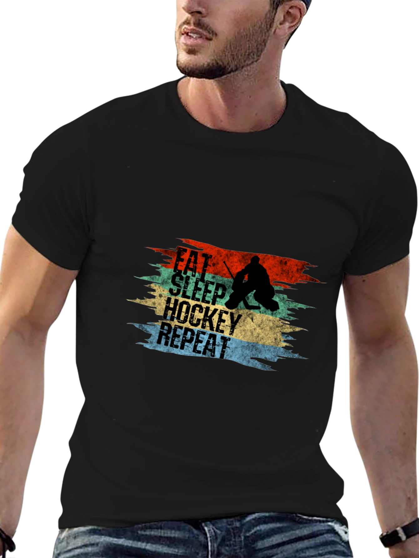 Eat Sleep Hockey Repeat Graphic Tee