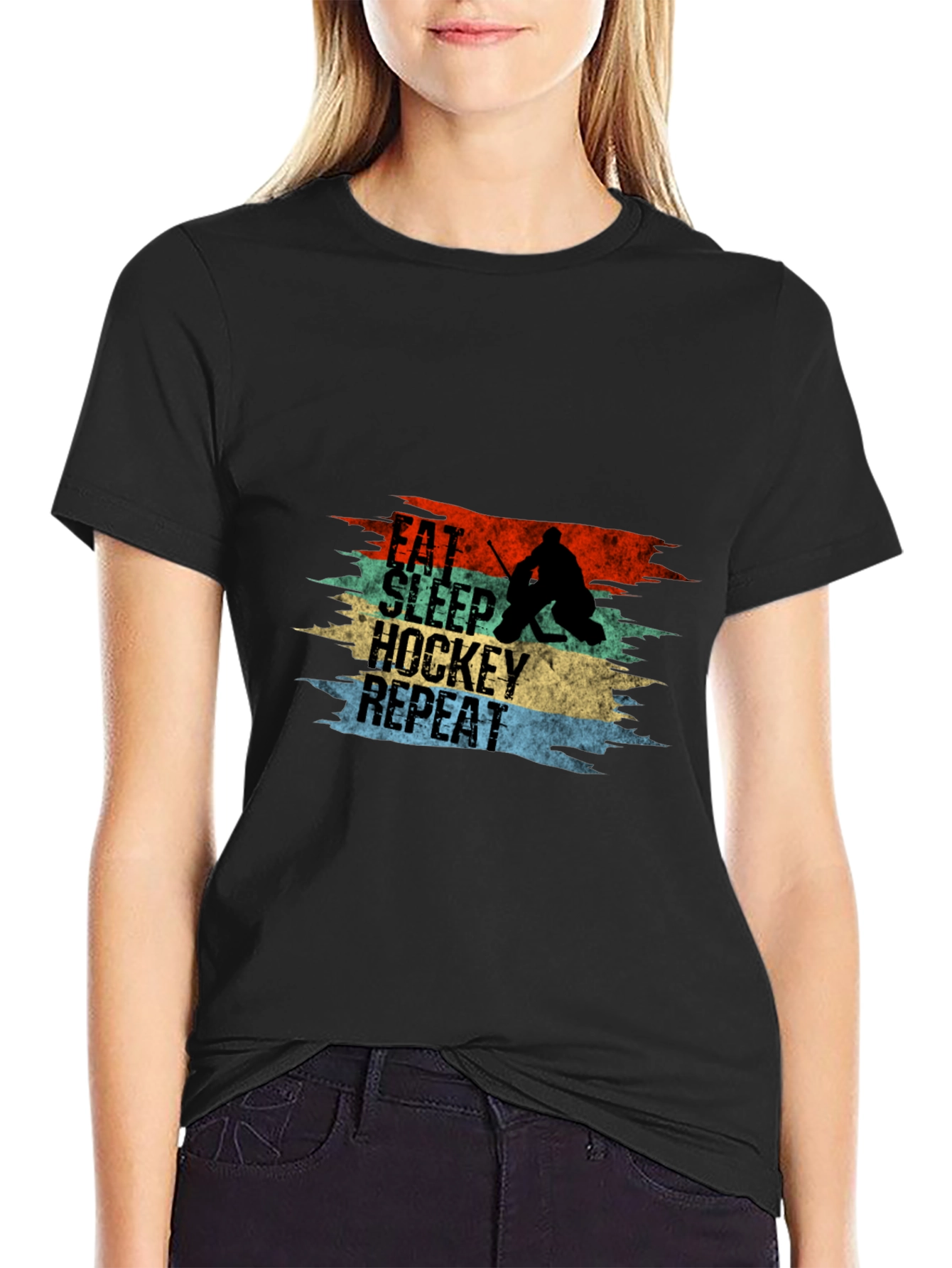 Eat Sleep Hockey Repeat Graphic Tee