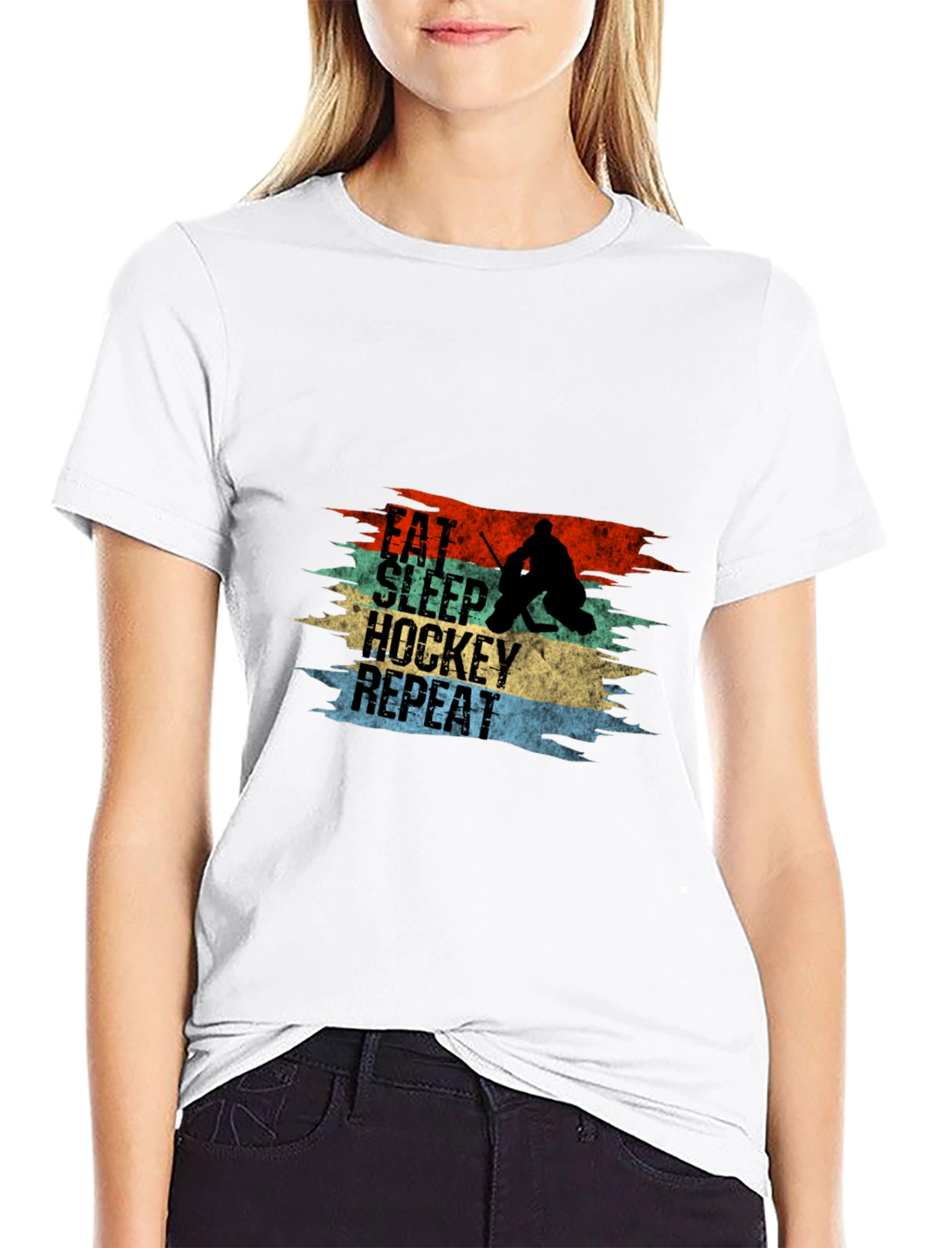 Eat Sleep Hockey Repeat Graphic Tee