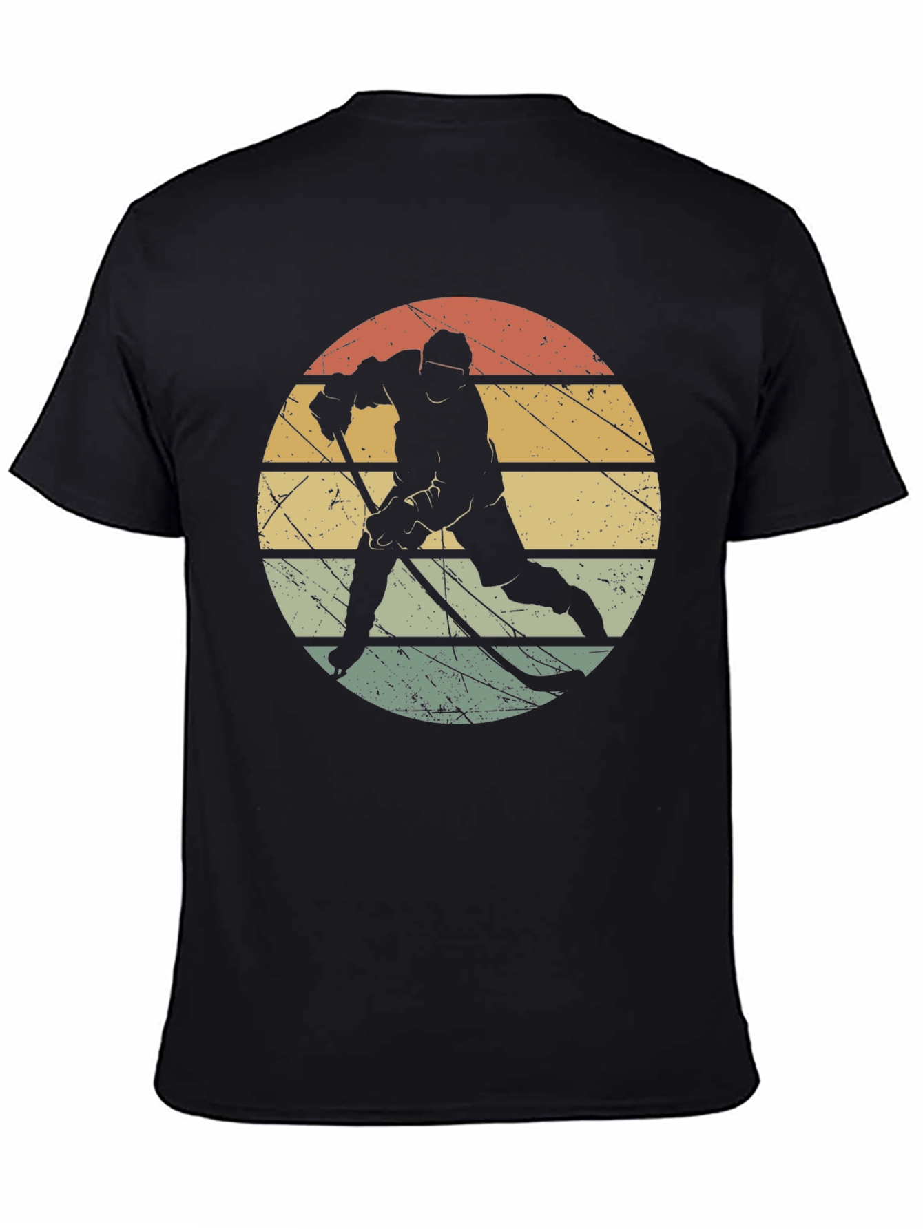 Retro Hockey Player Black T-Shirt