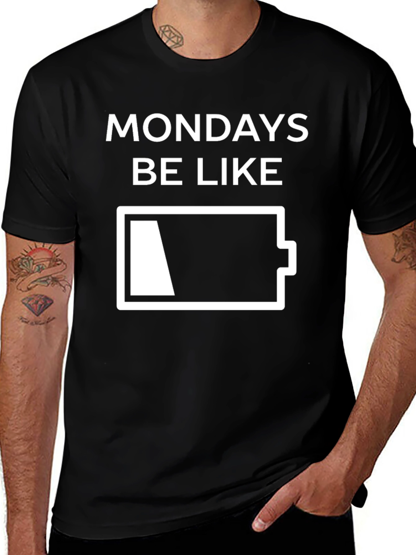 Mondays Be Like Low Battery Graphic T-Shirt