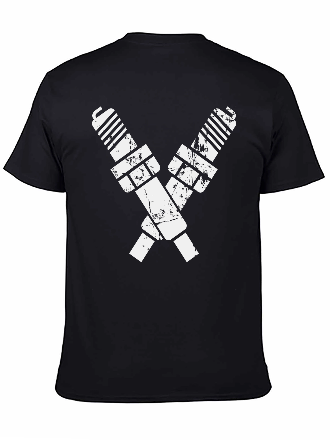 Crossed Spark Plugs Black Graphic Tee