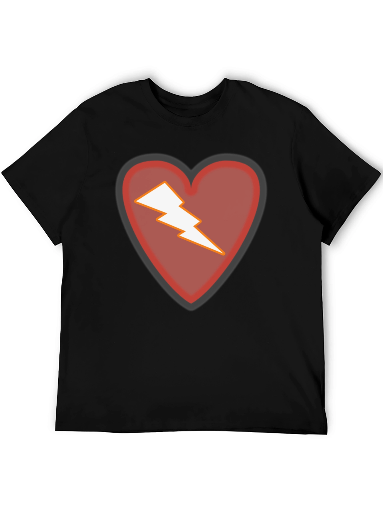 Heart Lightning Bolt Graphic Tee - Stylish Black T-Shirt