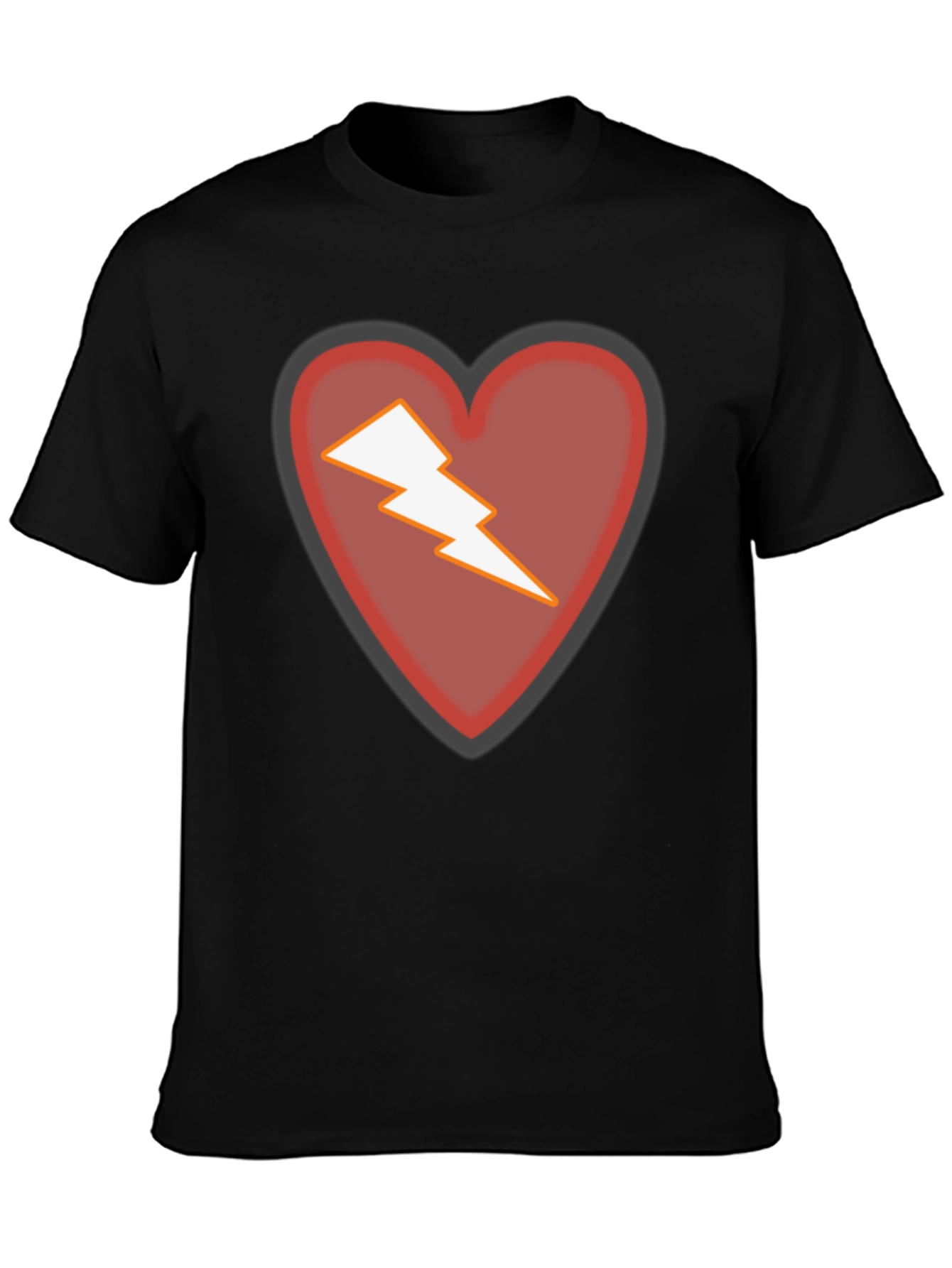 Heart Lightning Bolt Graphic Tee - Stylish Black T-Shirt