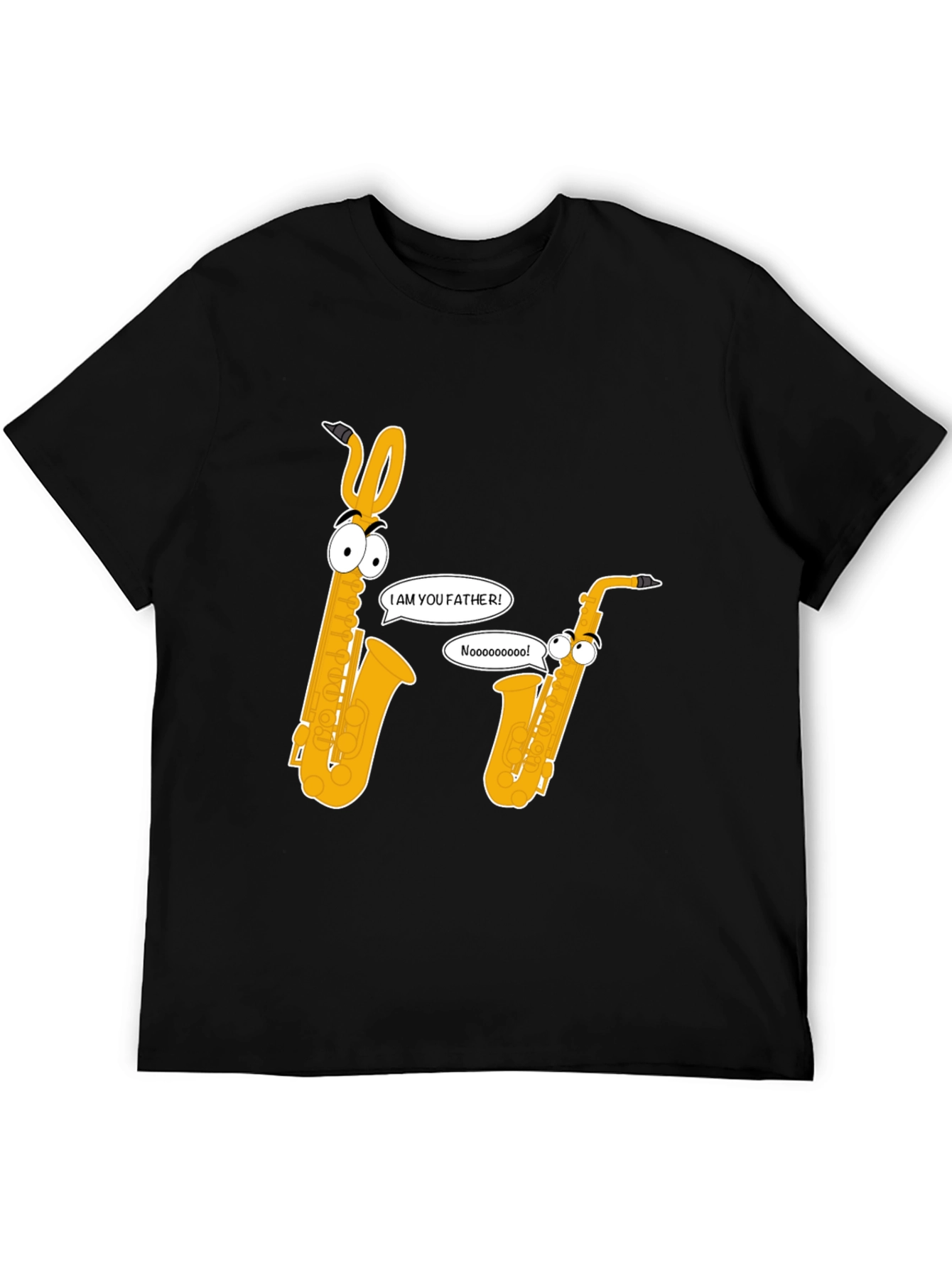 Funny Saxophone Graphic Tee - Black Cotton T-Shirt