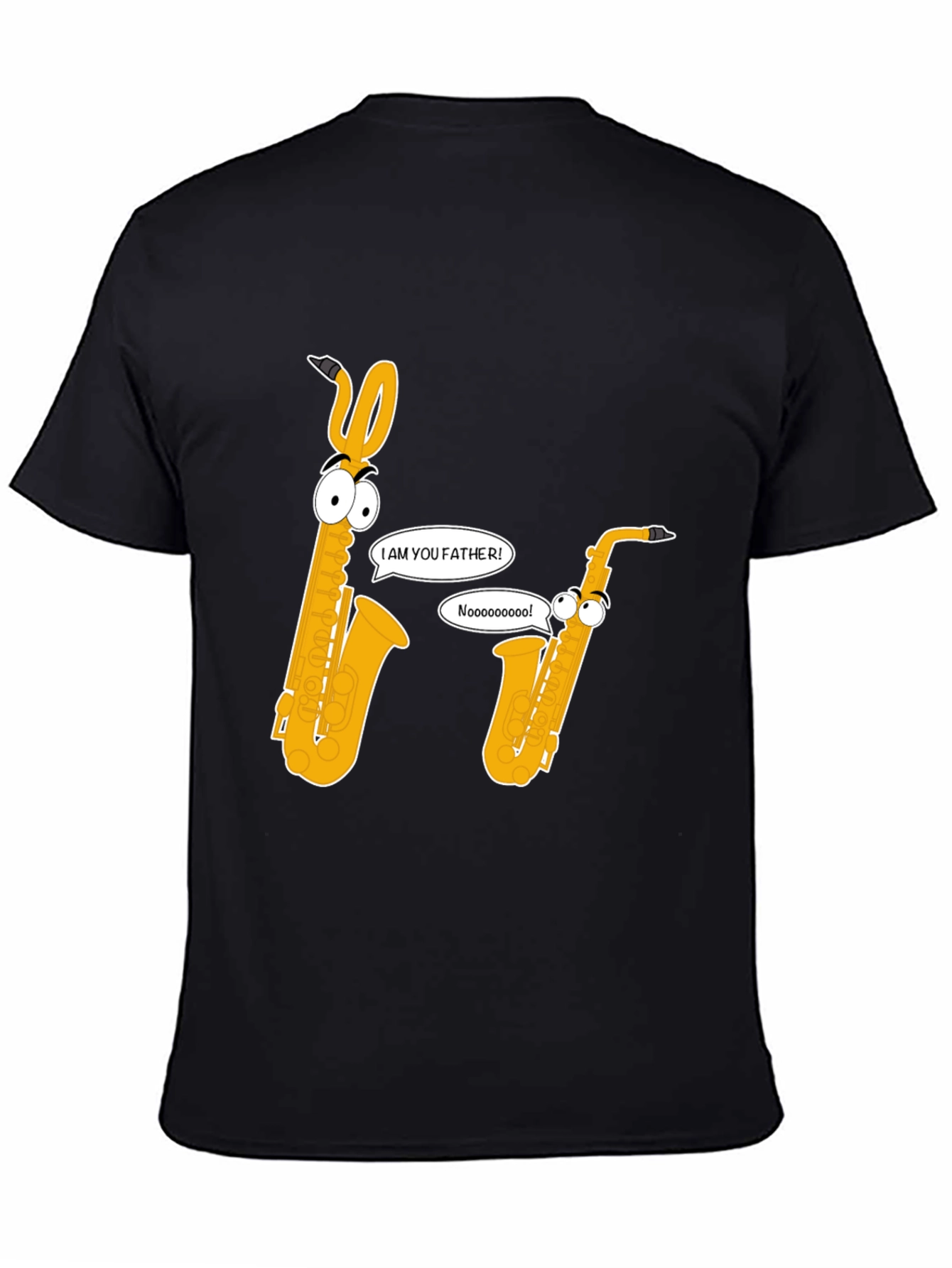Funny Saxophone Graphic Tee - Black Cotton T-Shirt