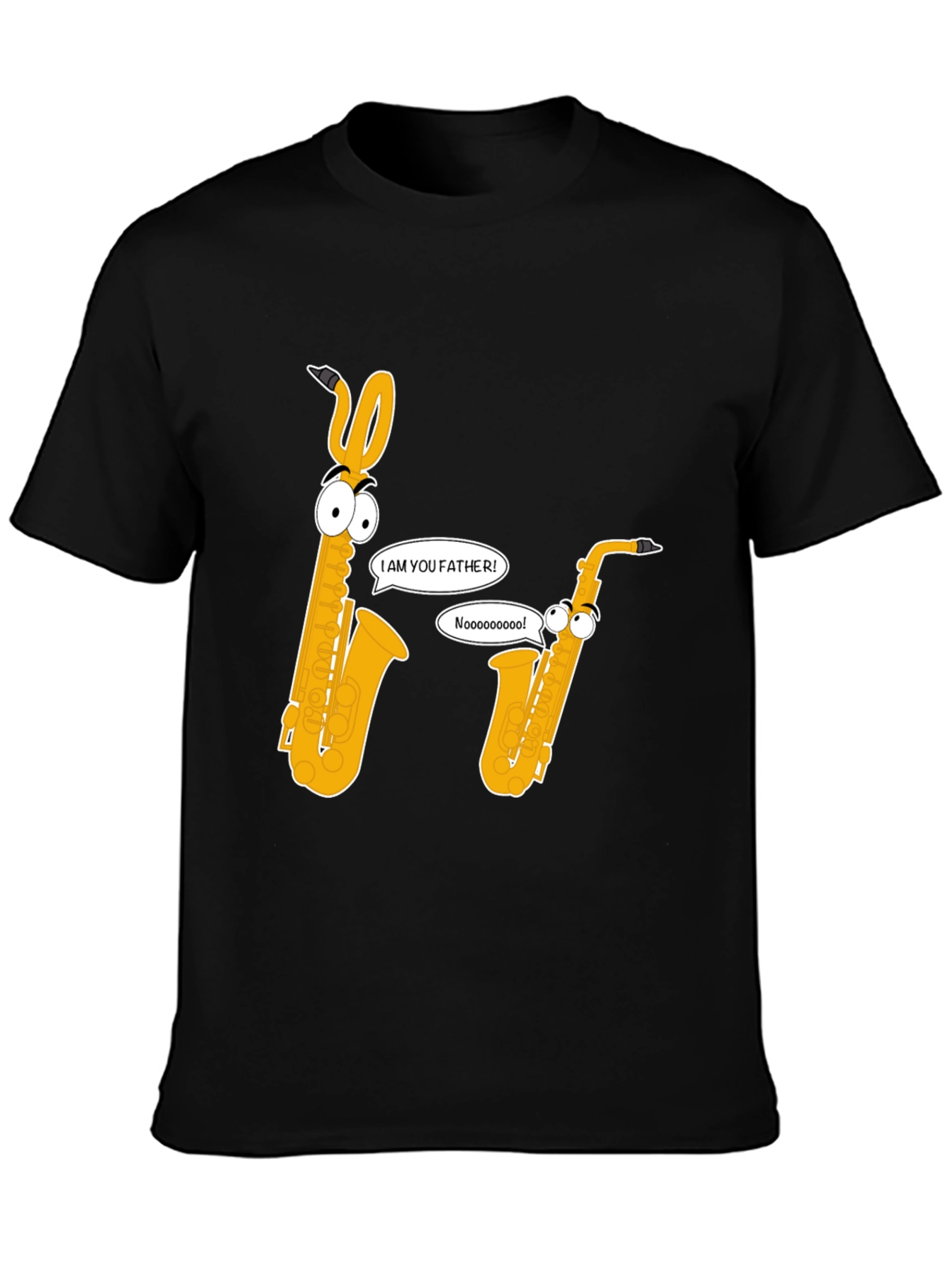 Funny Saxophone Graphic Tee - Black Cotton T-Shirt