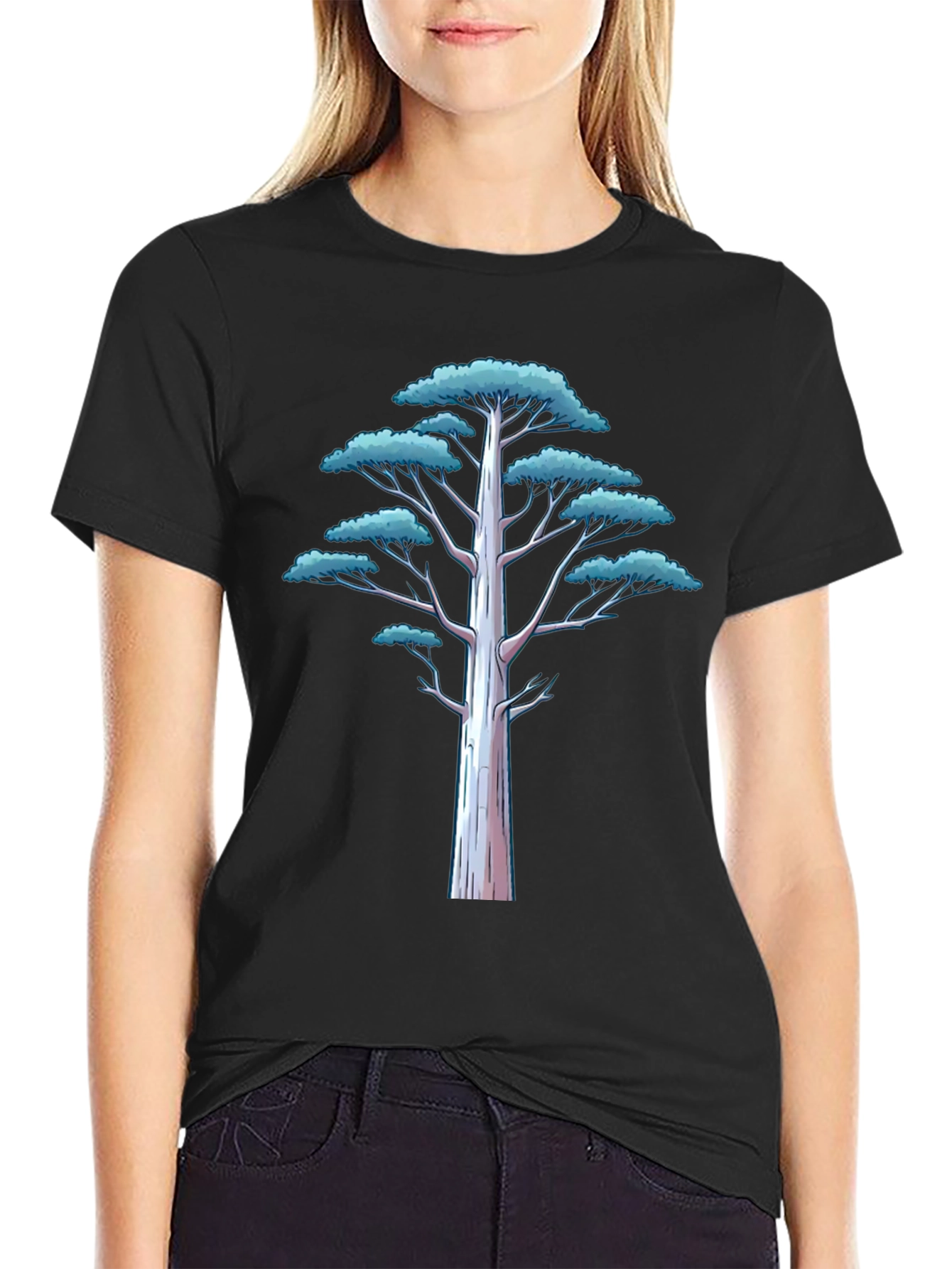 Stylized Tree Graphic Tee - Mens Black T-Shirt