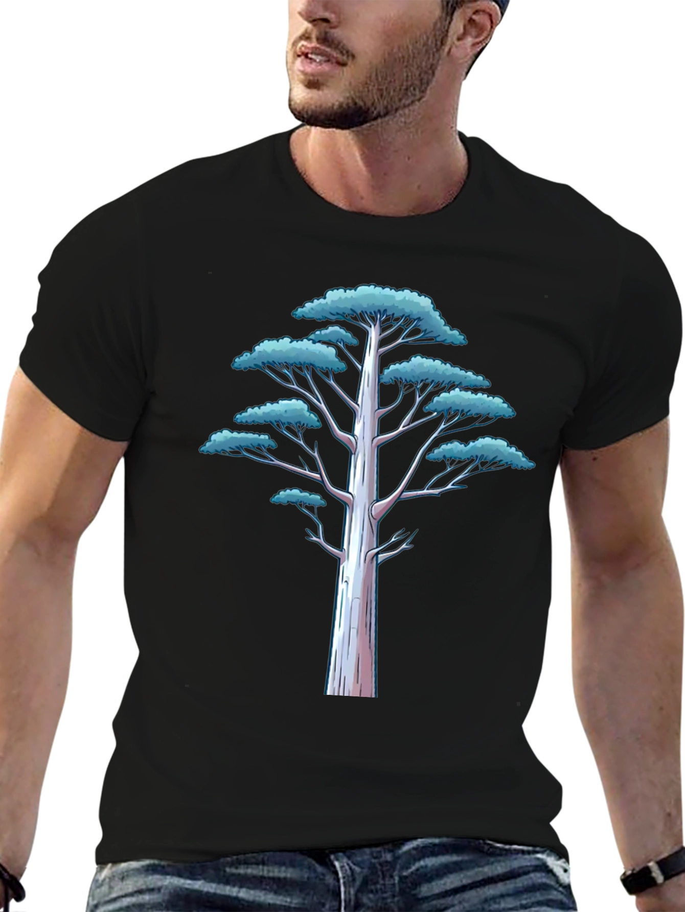 Stylized Tree Graphic Tee - Mens Black T-Shirt