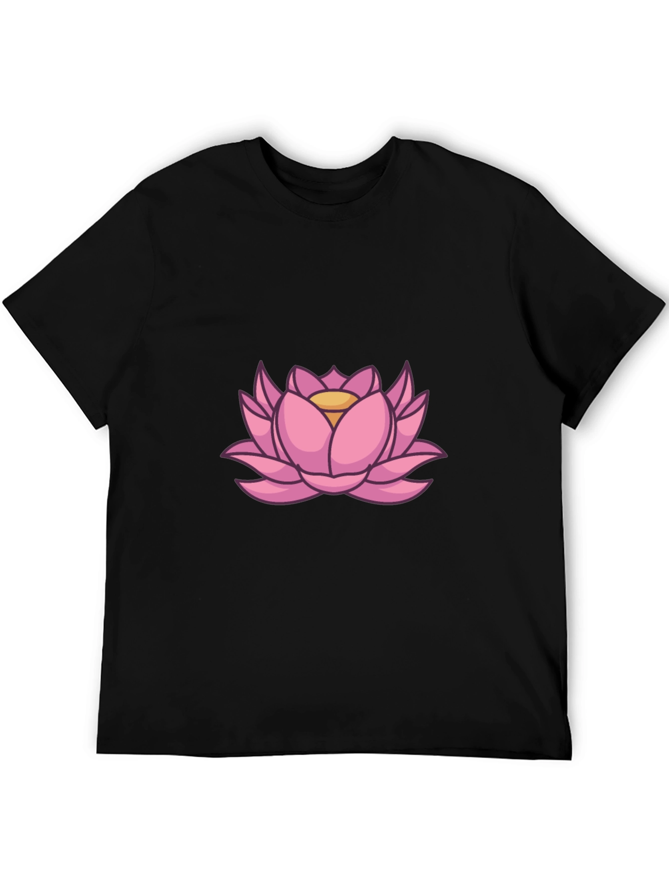 Lotus Flower Graphic Tee - Stylish Mens Black T-Shirt