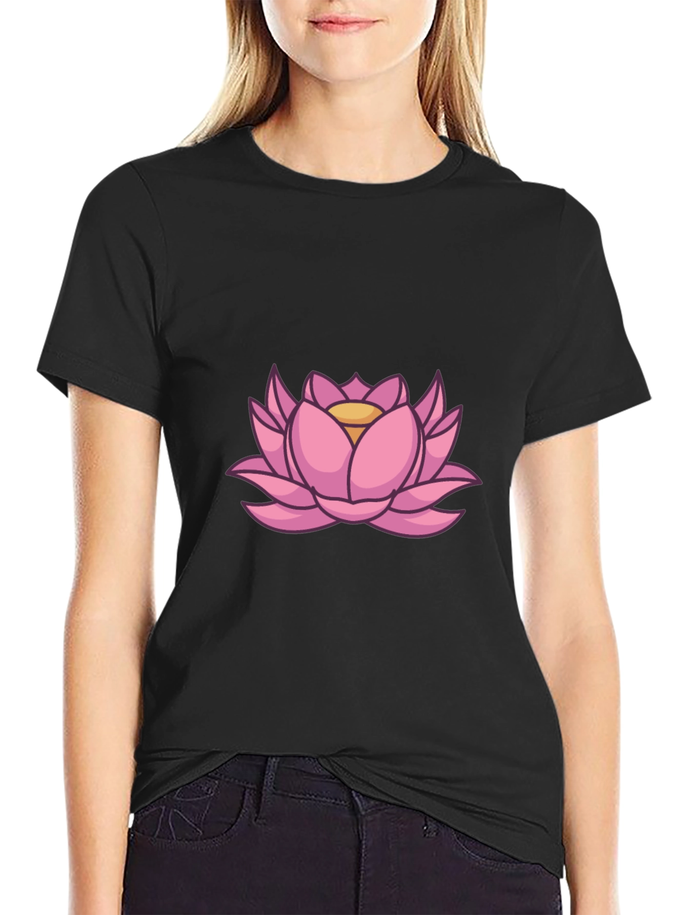 Lotus Flower Graphic Tee - Stylish Mens Black T-Shirt