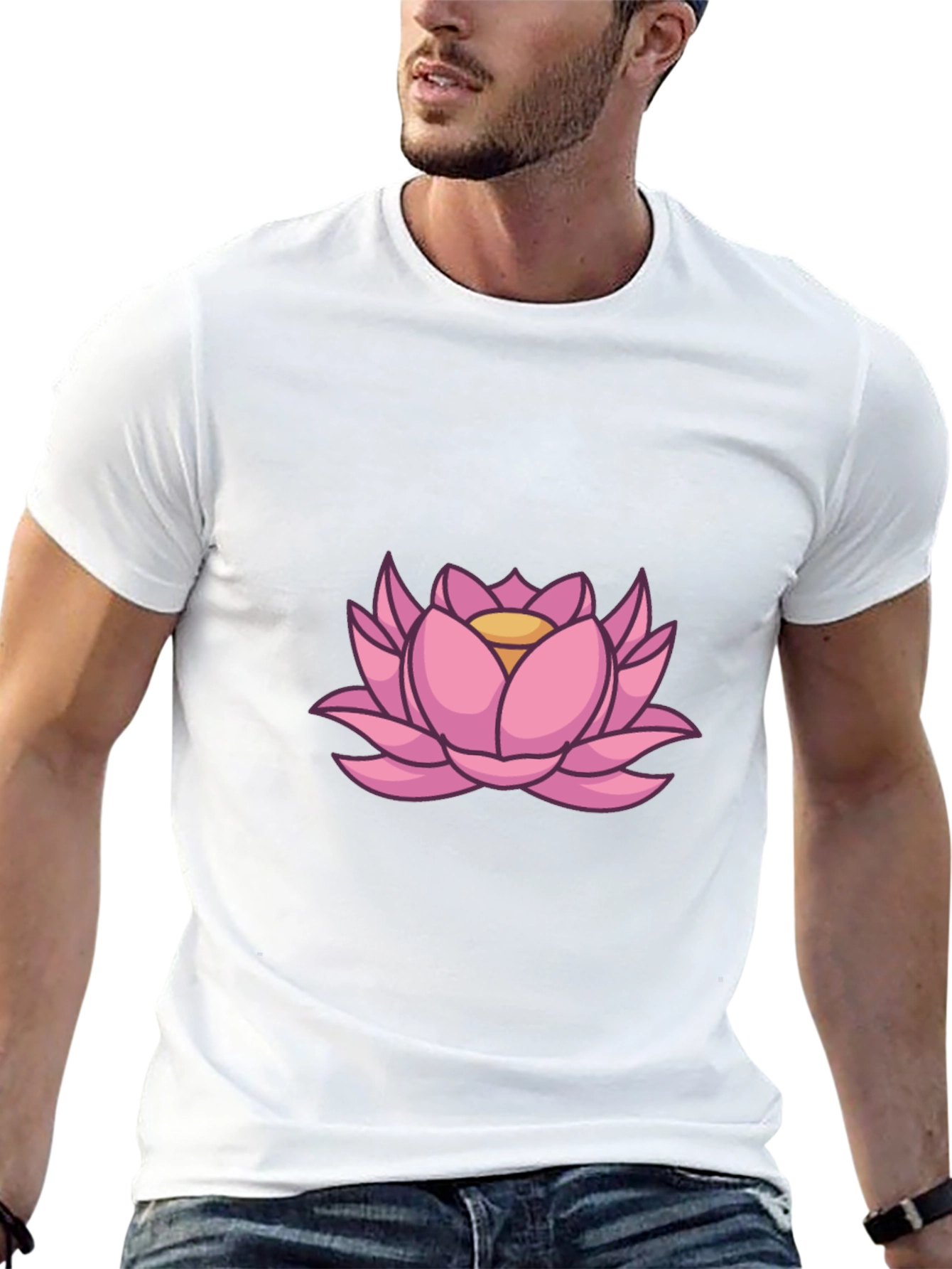 Lotus Flower Graphic Tee - Stylish Mens Black T-Shirt