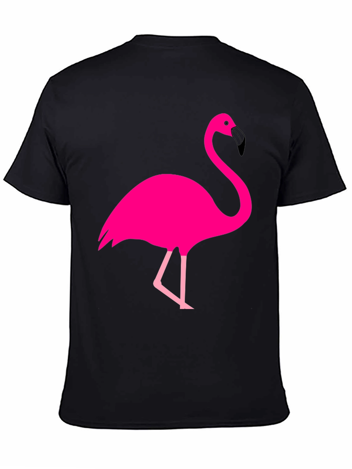 Fun Flamingo Graphic Tee - Black Cotton T-Shirt