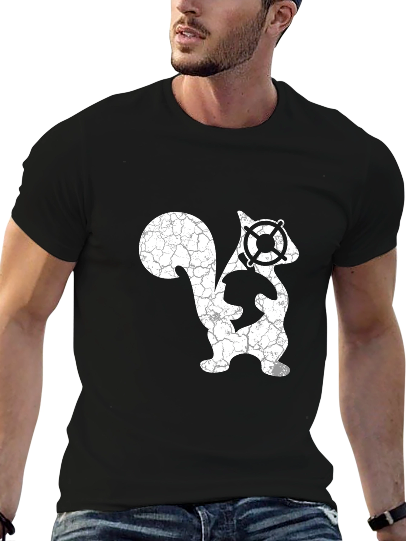 Skunkworks Inspired Distressed Squirrel Graphic Tee