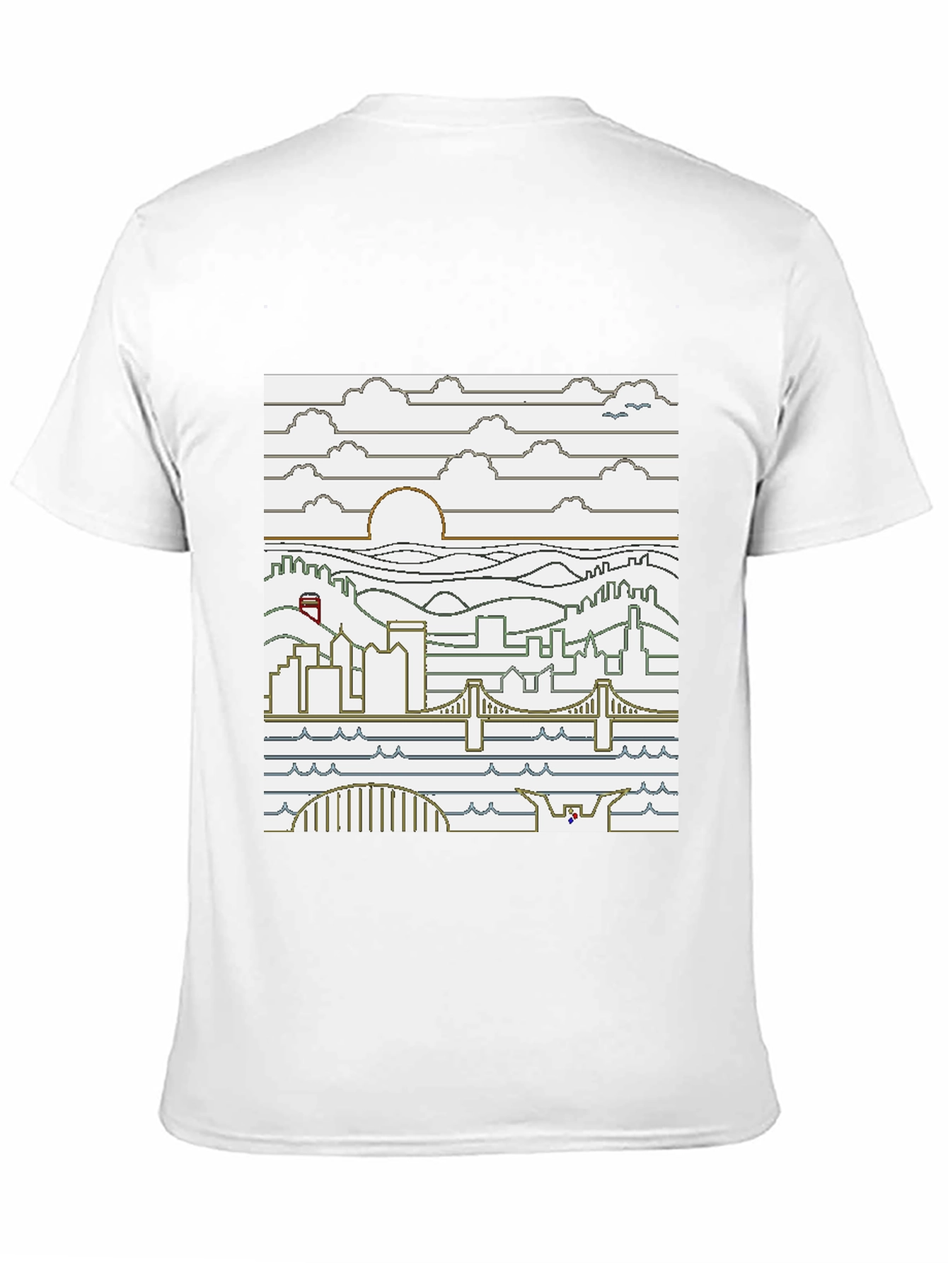 Pixel Art Cityscape Graphic Tee - Black