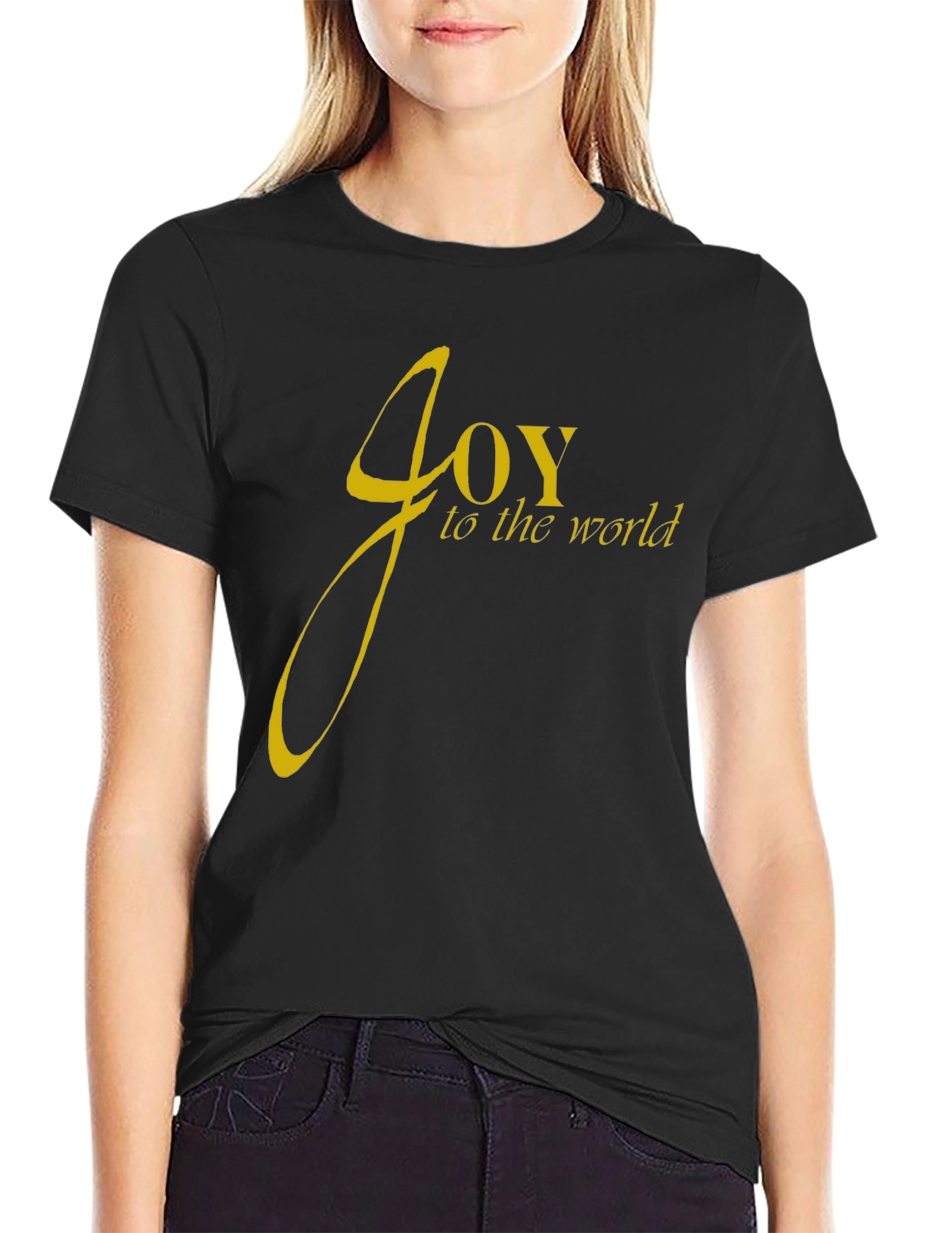 Joy to the World Black Cotton T-Shirt