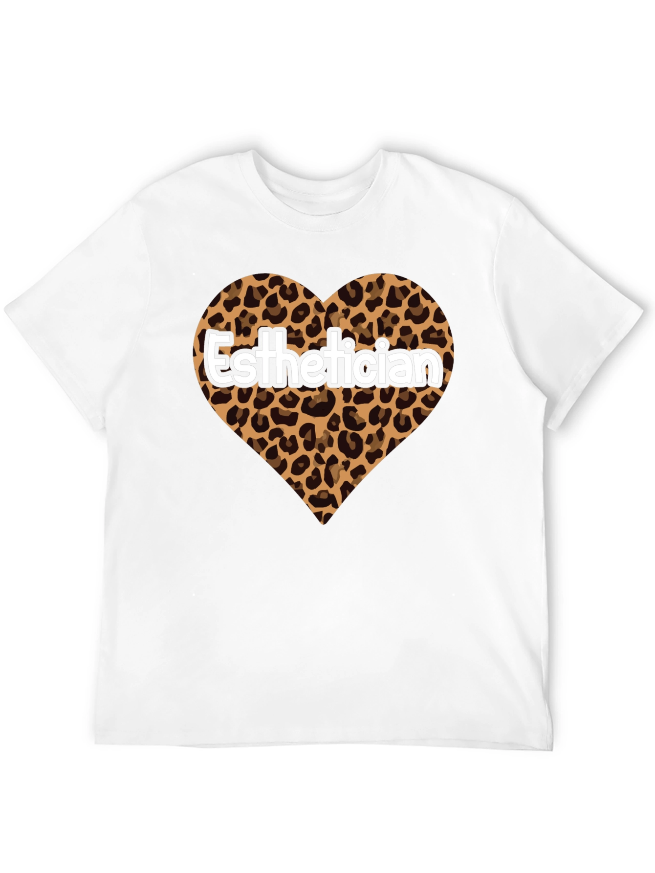 Esthetician Leopard Heart Graphic Tee