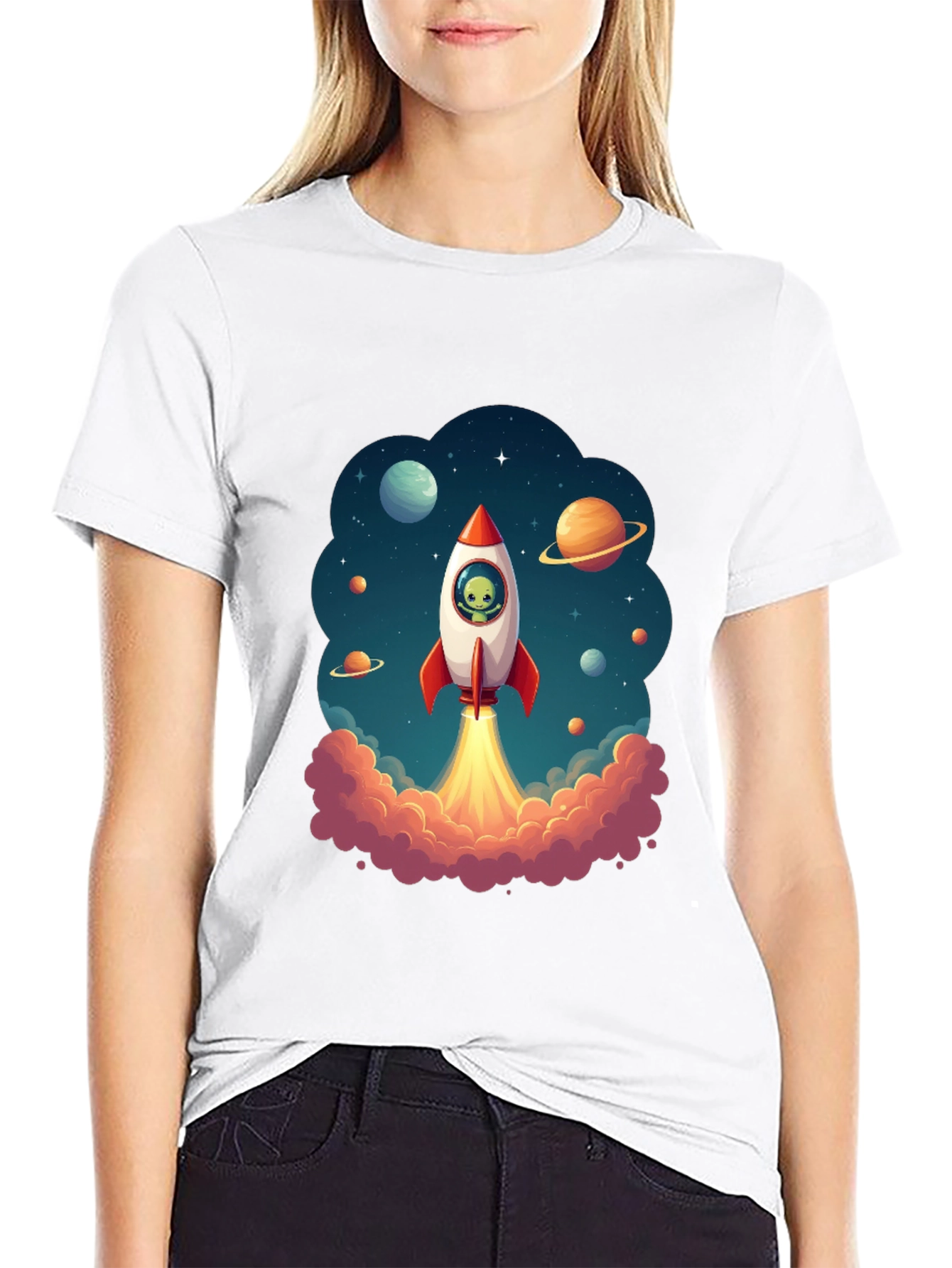 Cosmic Rocket Ride Black T-Shirt