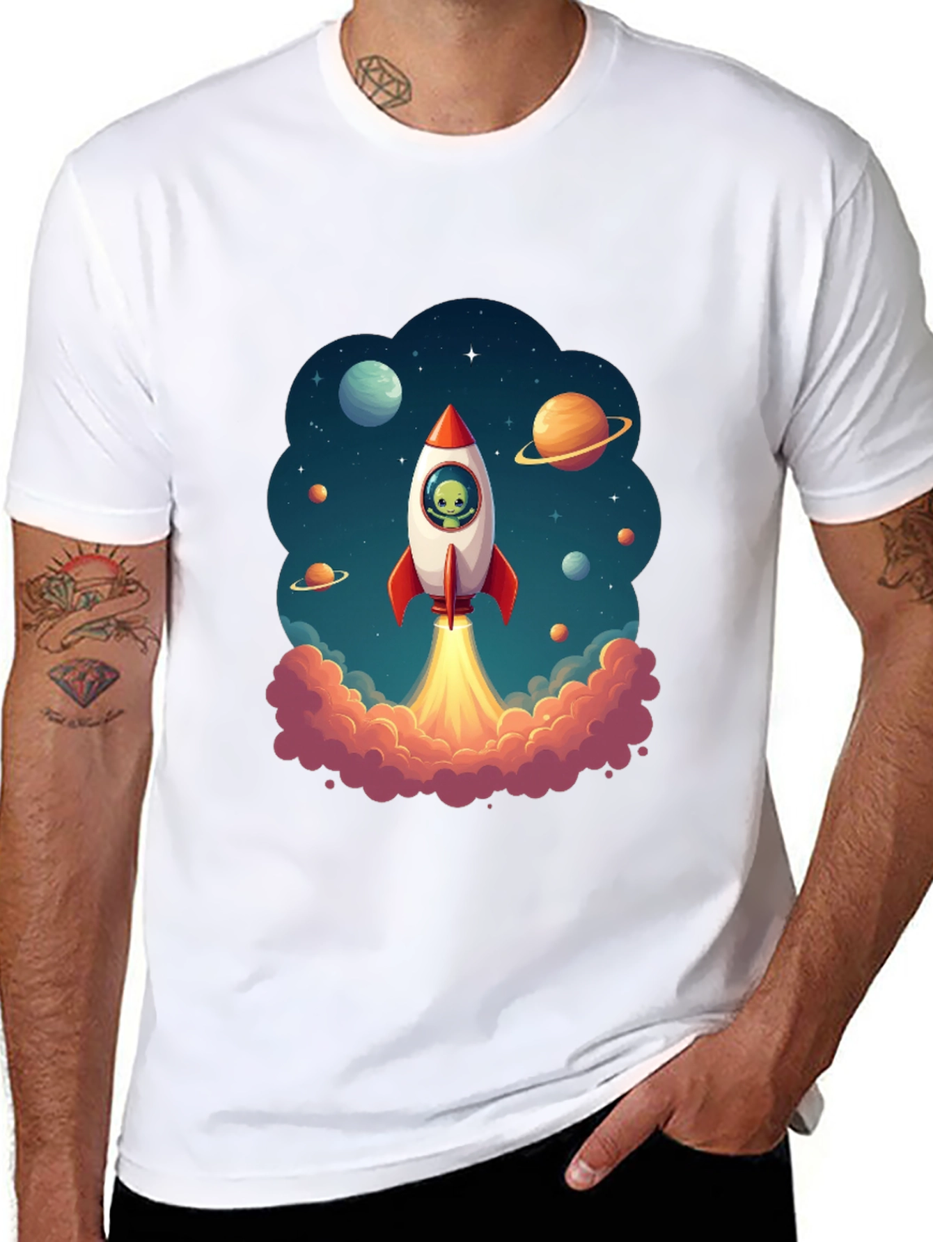 Cosmic Rocket Ride Black T-Shirt