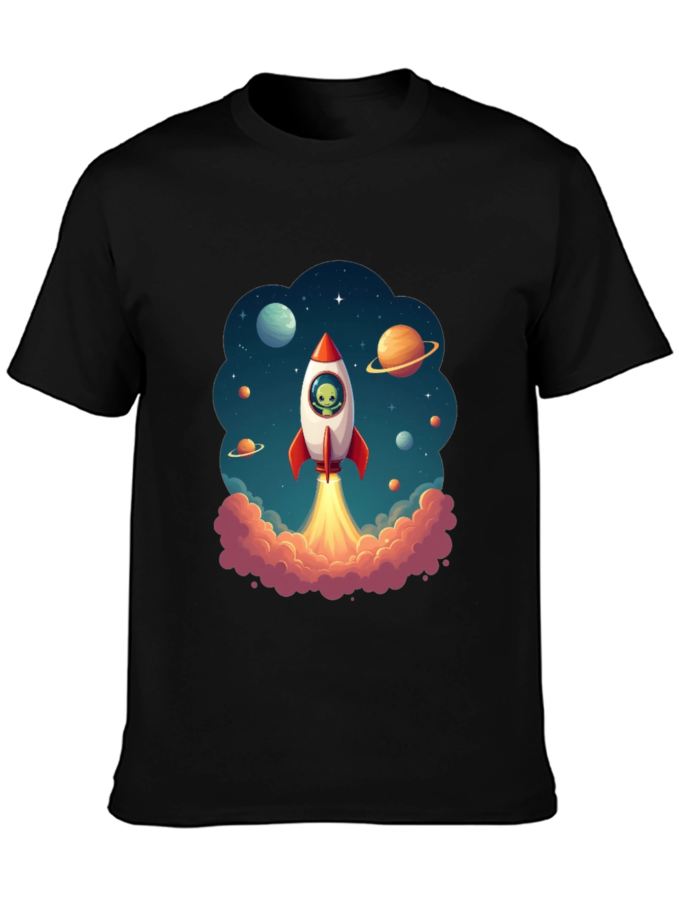 Cosmic Rocket Ride Black T-Shirt