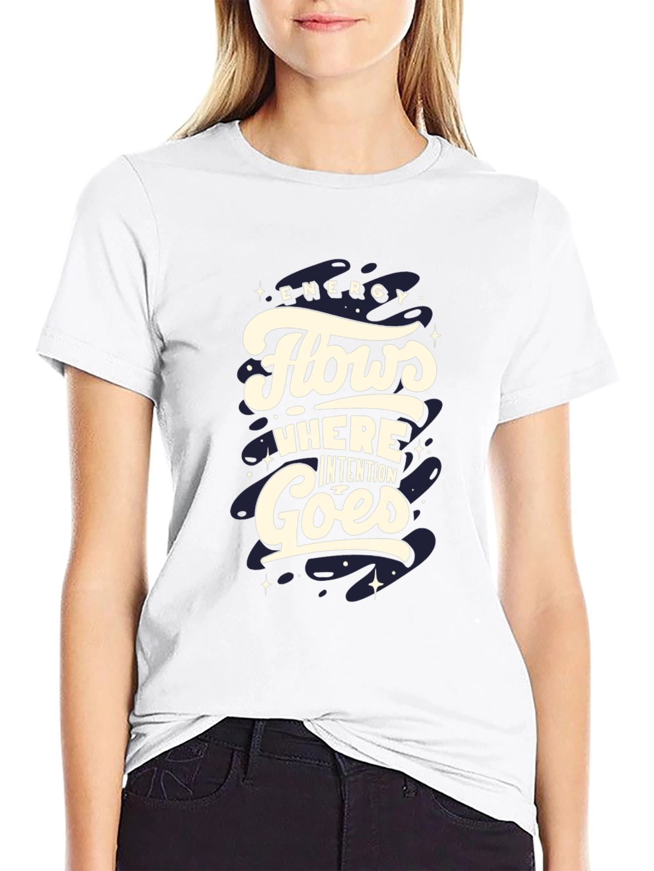 Energy Flows Graphic Tee - Black Cotton Comfort