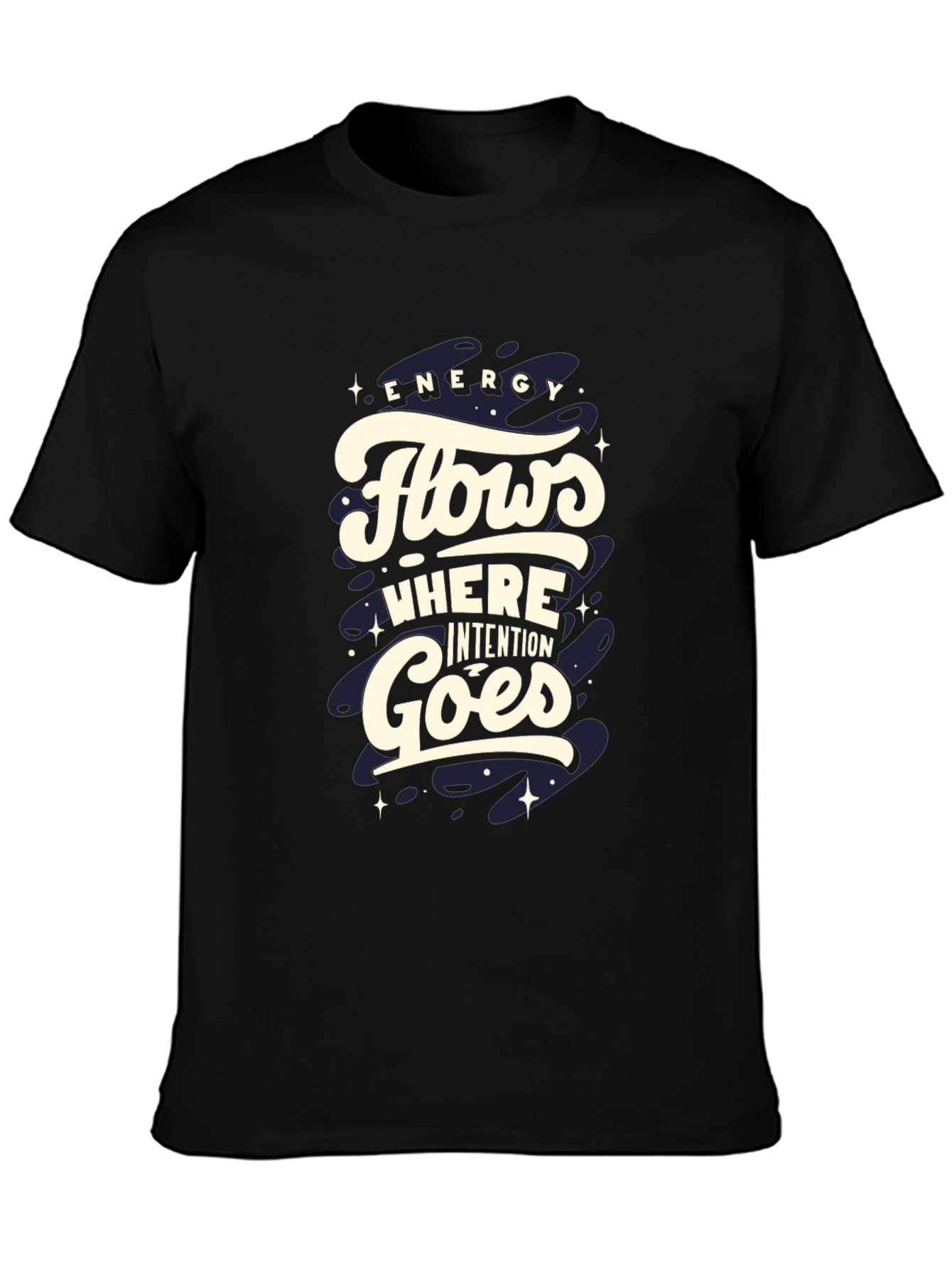 Energy Flows Graphic Tee - Black Cotton Comfort