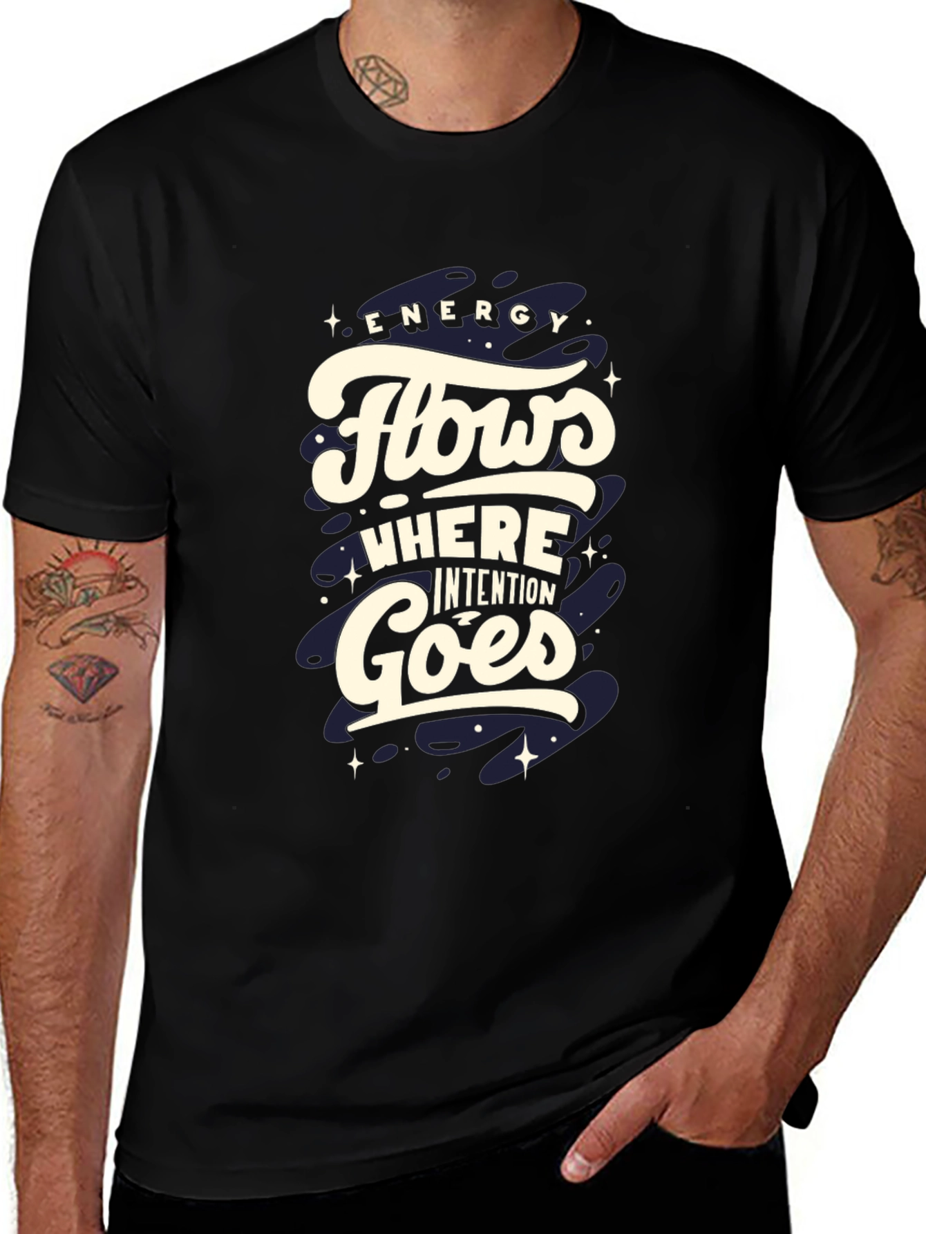 Energy Flows Graphic Tee - Black Cotton Comfort