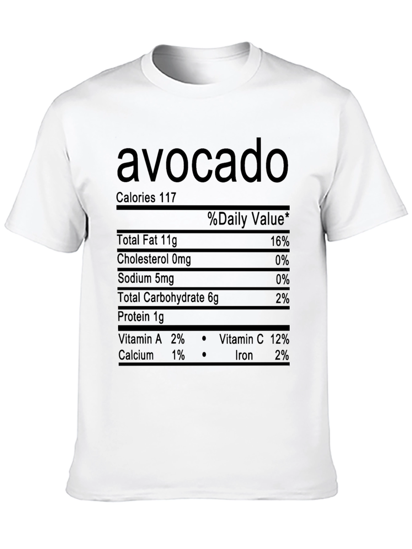 Avocado Nutrition Facts Graphic T-Shirt