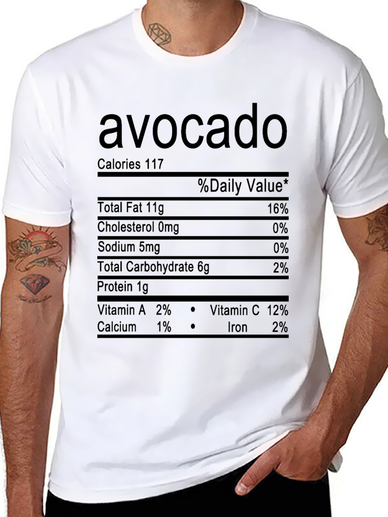 Avocado Nutrition Facts Graphic T-Shirt