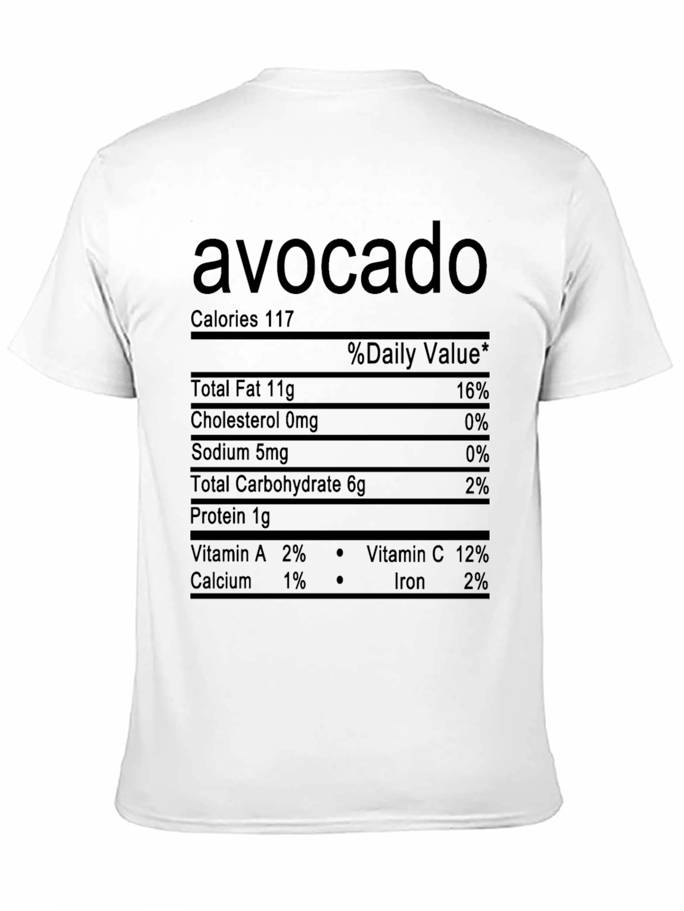 Avocado Nutrition Facts Graphic T-Shirt