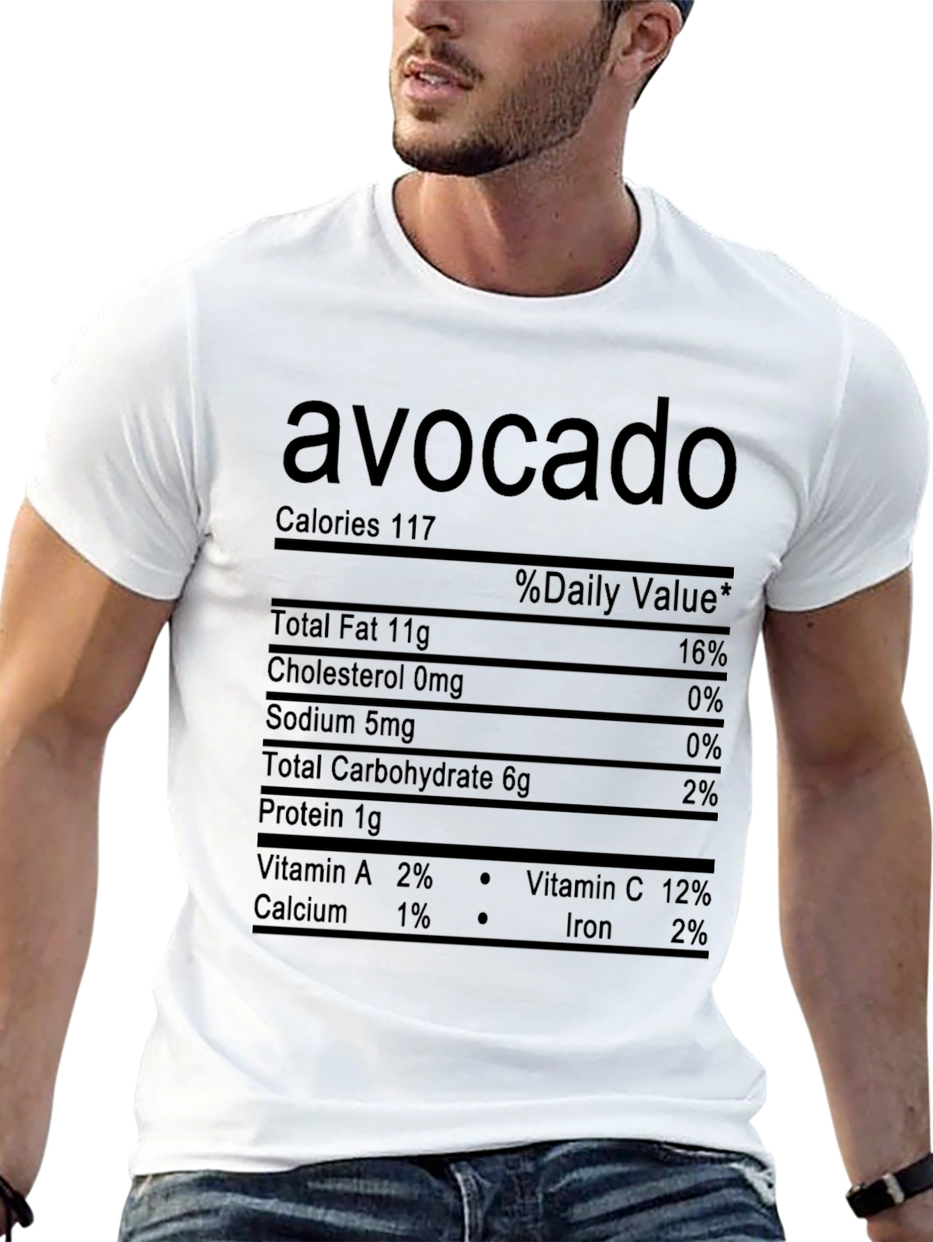 Avocado Nutrition Facts Graphic T-Shirt