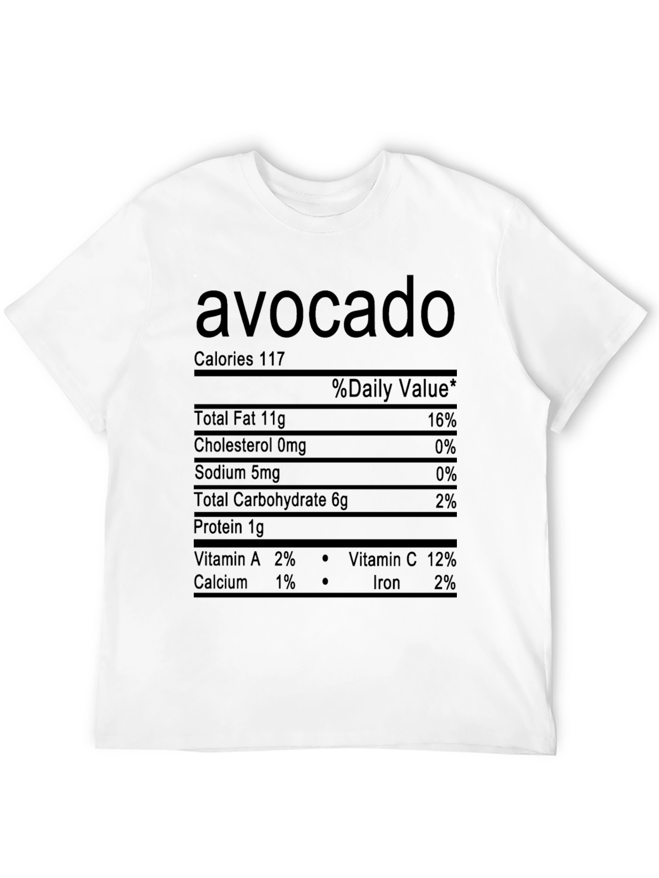Avocado Nutrition Facts Graphic T-Shirt