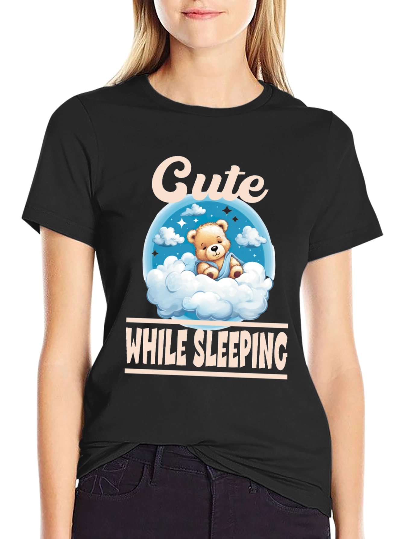 Cute While Sleeping Black T-Shirt