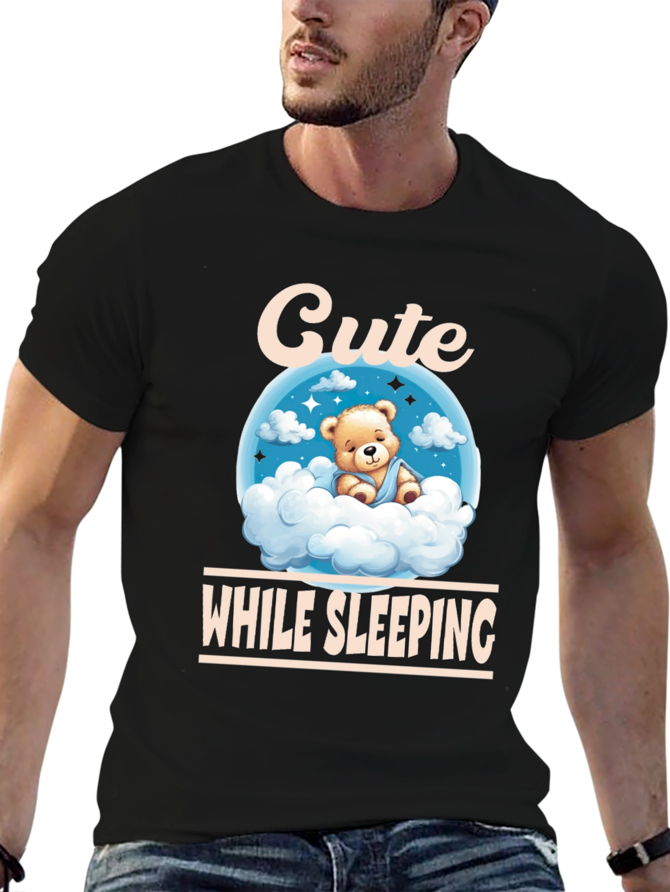 Cute While Sleeping Black T-Shirt