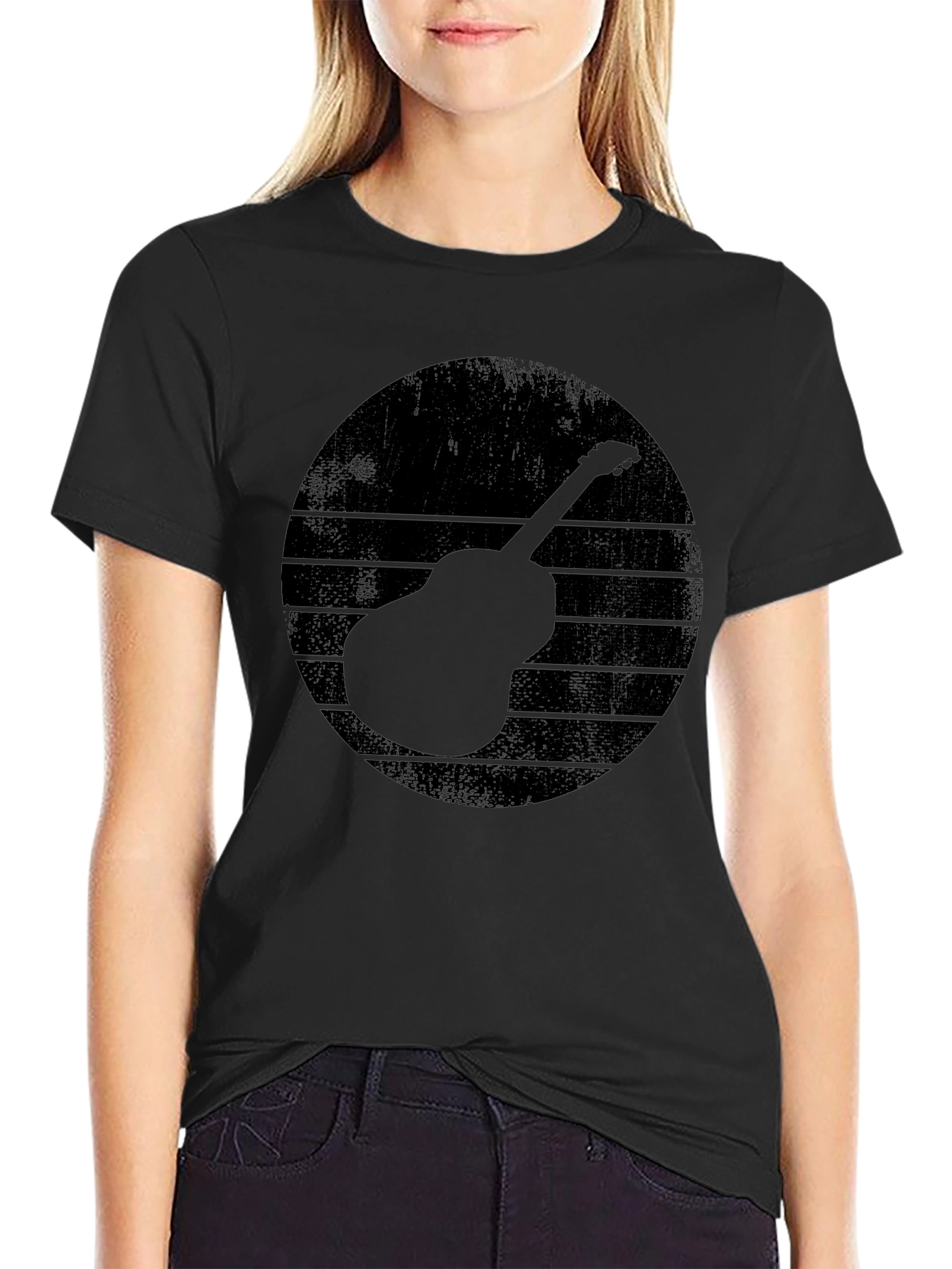 Retro Guitar Graphic Tee - Black
