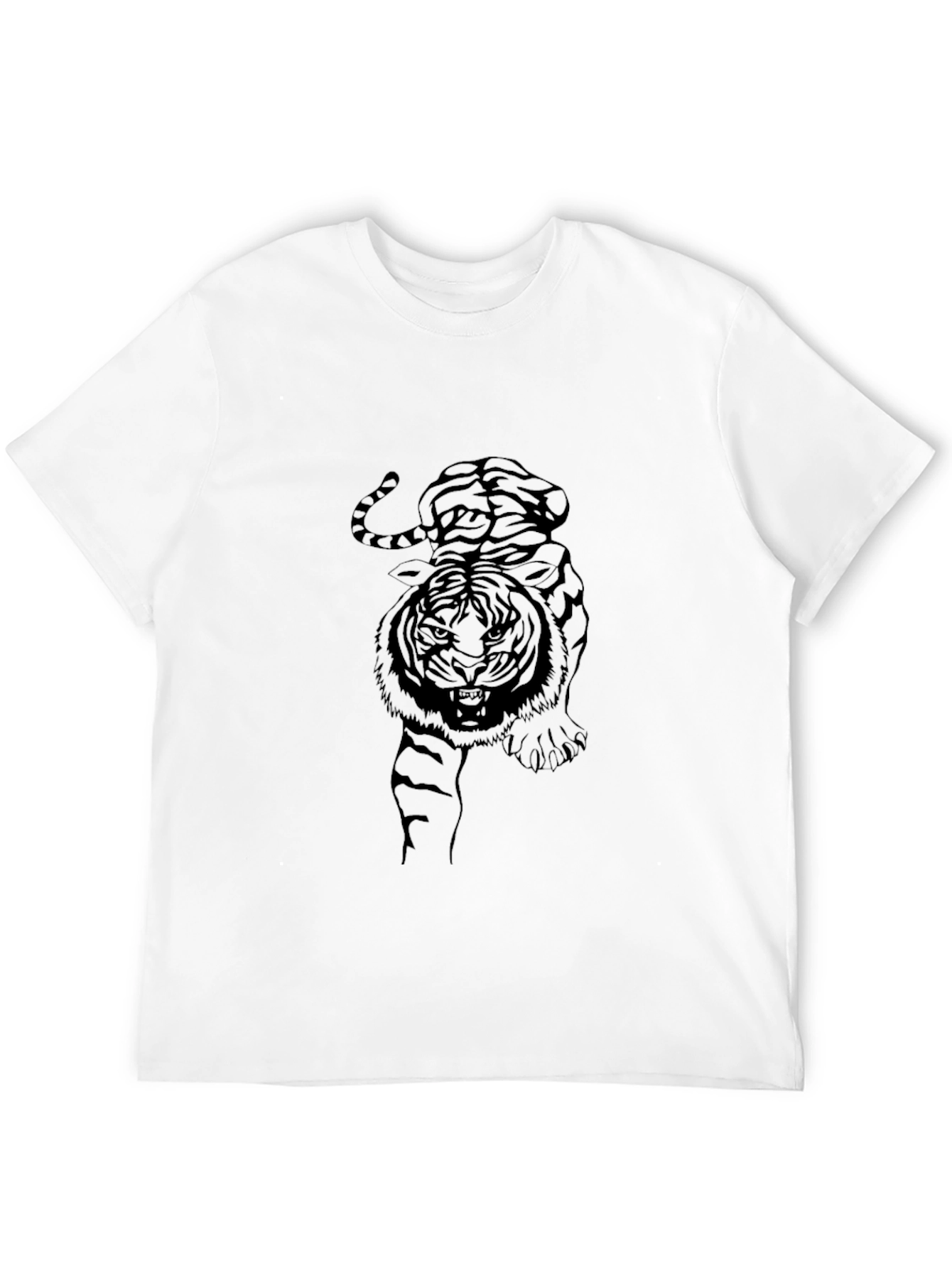 Mens Graphic Tiger Print Black T-Shirt