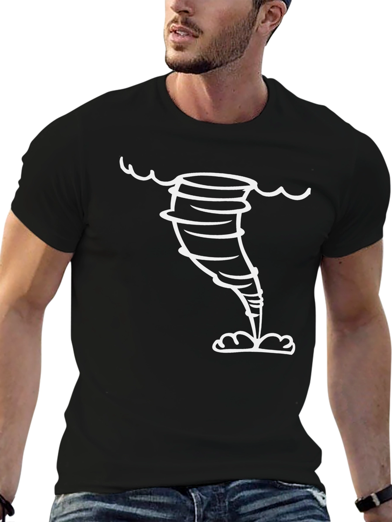 Tornado Graphic T-Shirt - Black Cotton Tee