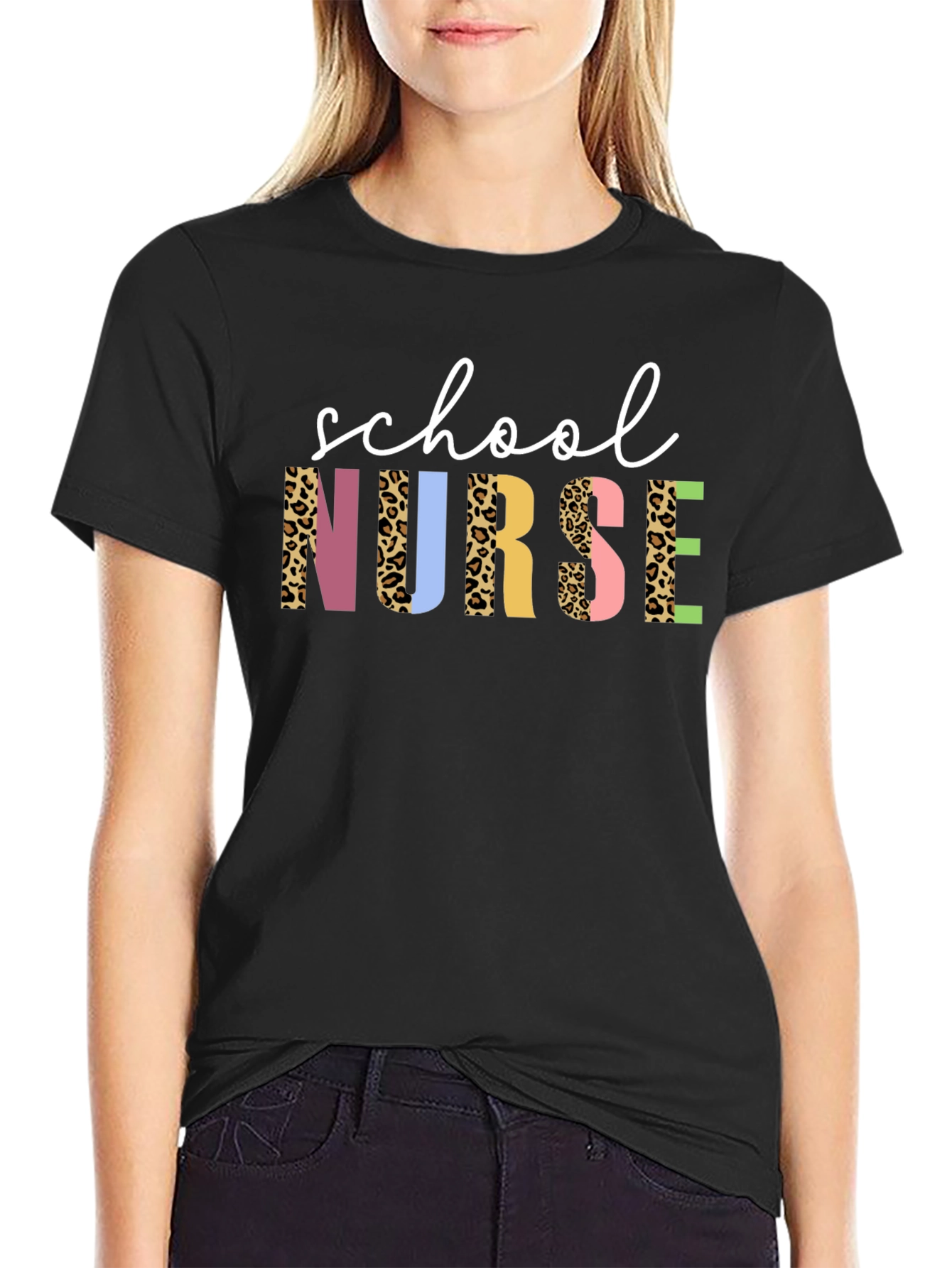 School Nurse Leopard Print Graphic Tee
