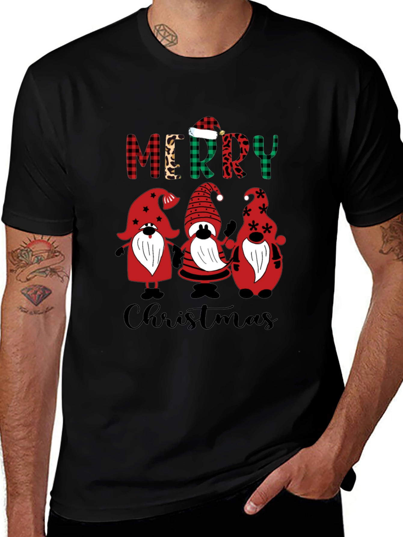 Festive Gnome Merry Christmas Graphic Tee