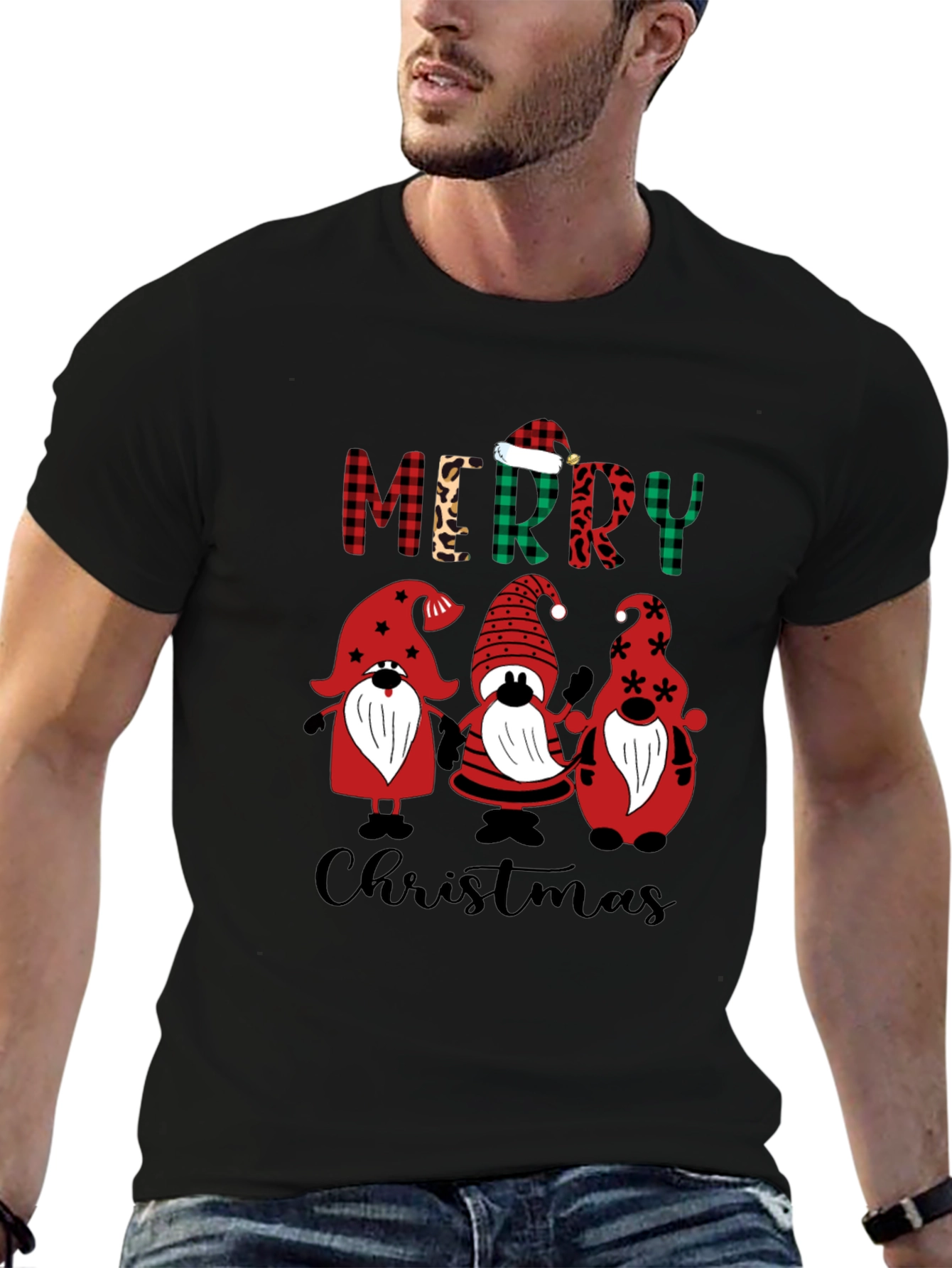 Festive Gnome Merry Christmas Graphic Tee