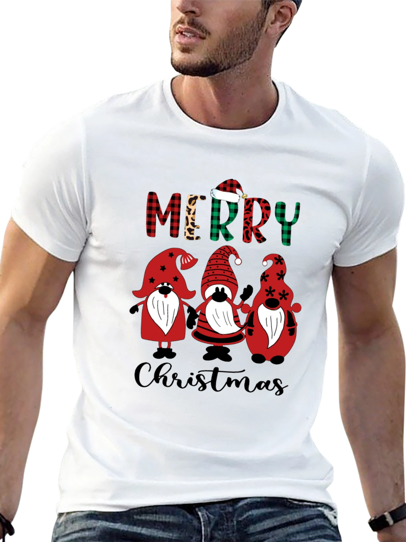 Festive Gnome Merry Christmas Graphic Tee