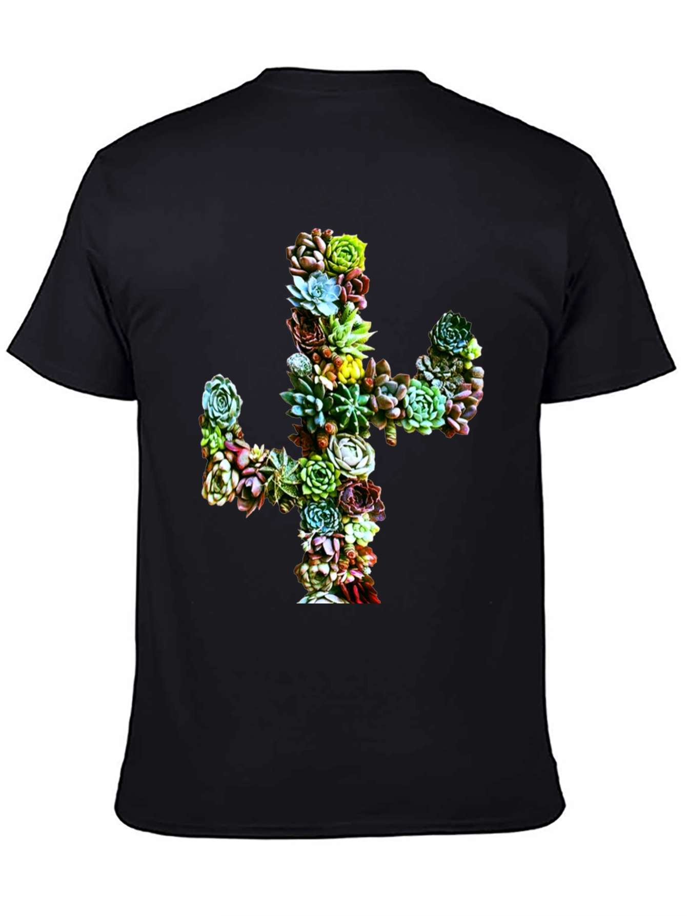 Succulent Cactus Graphic Tee - Black Unisex T-Shirt