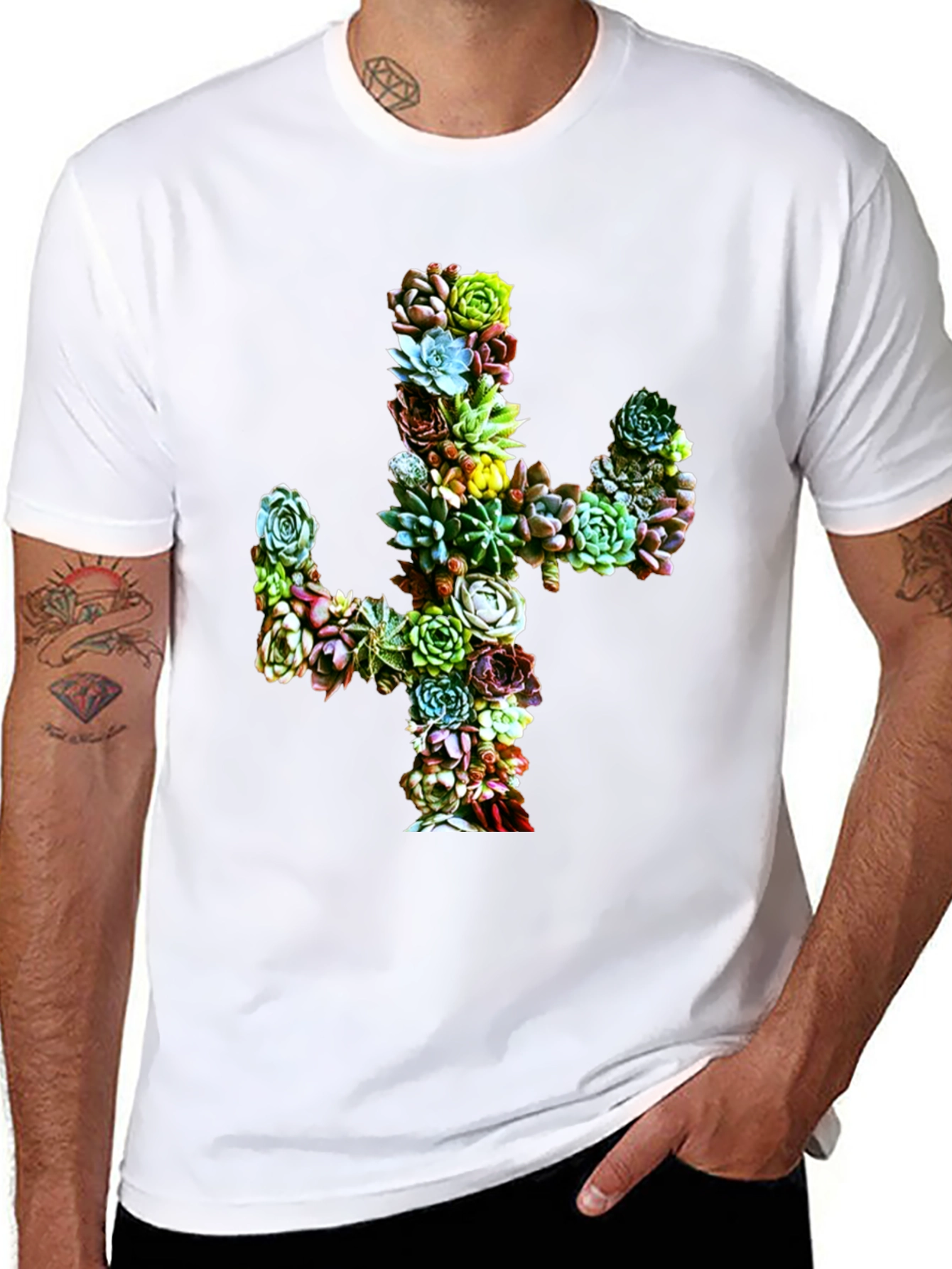 Succulent Cactus Graphic Tee - Black Unisex T-Shirt