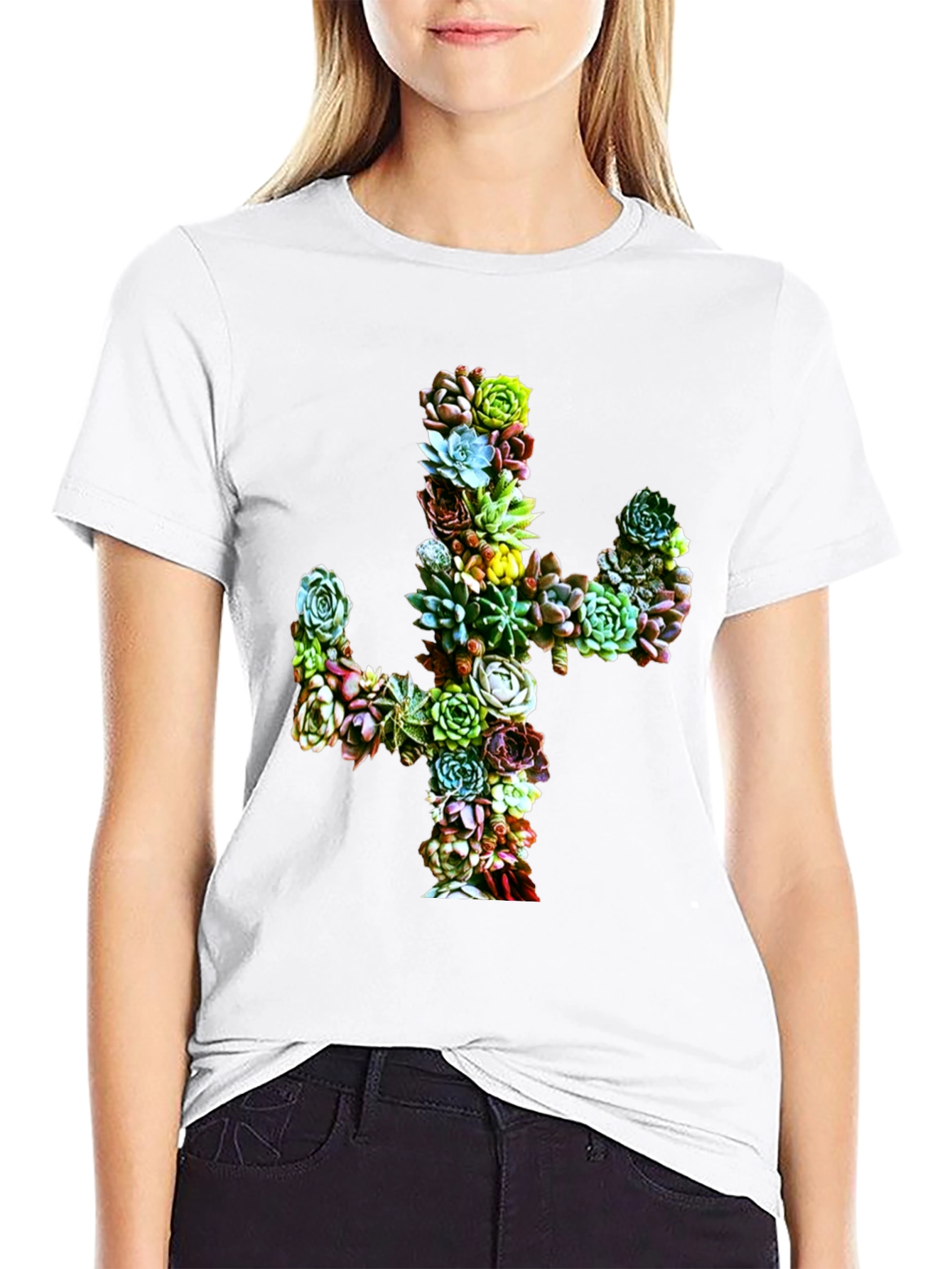 Succulent Cactus Graphic Tee - Black Unisex T-Shirt