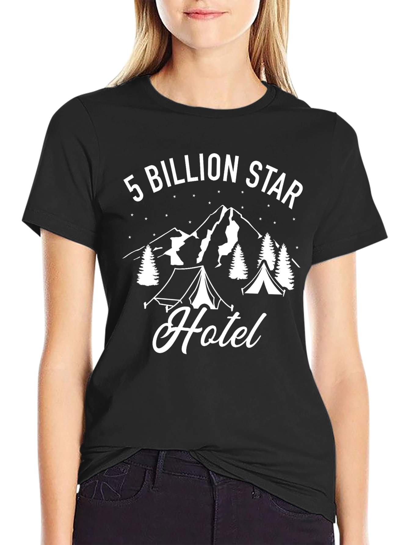 5 Billion Star Hotel Camping Graphic Tee