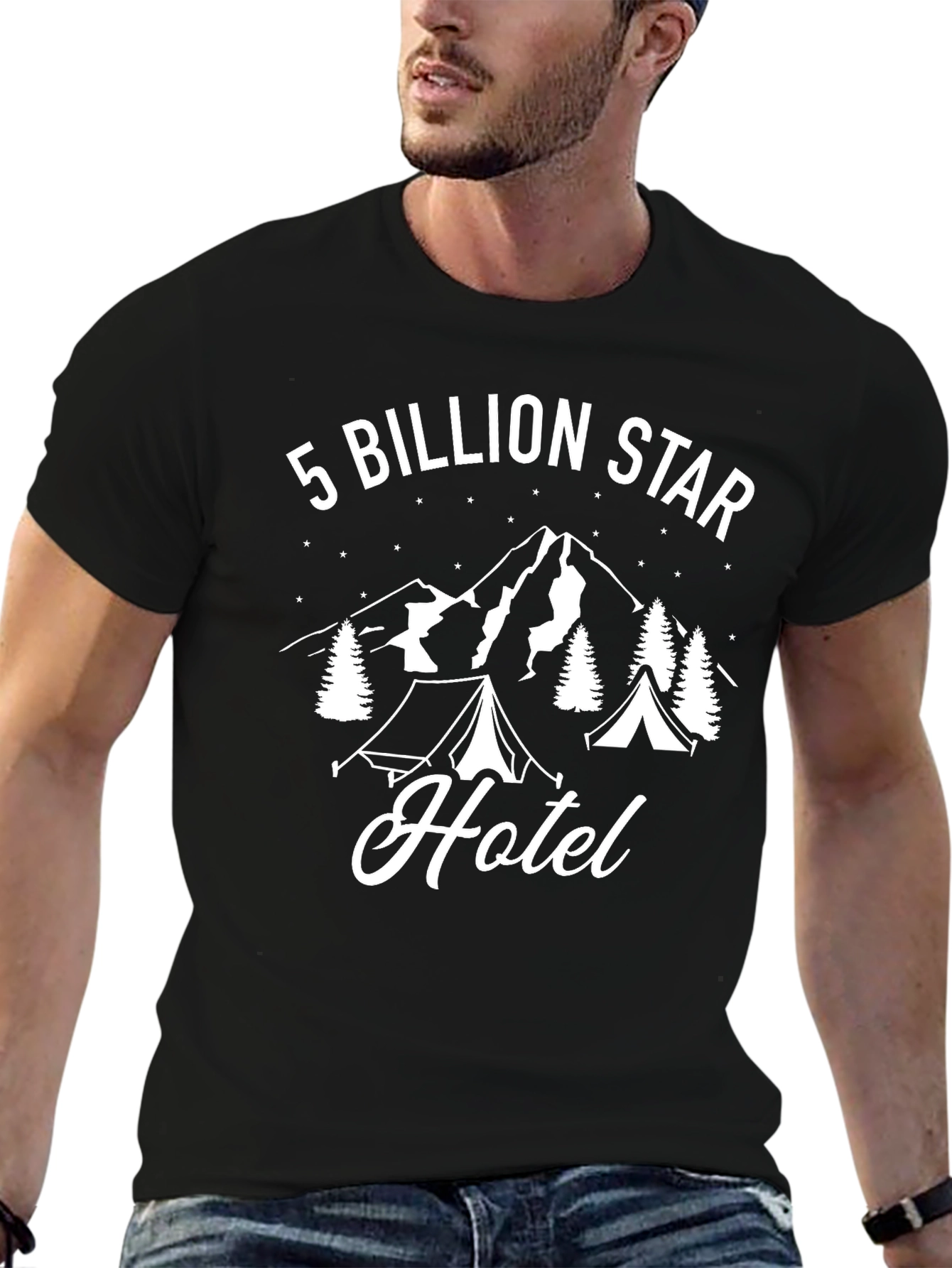 5 Billion Star Hotel Camping Graphic Tee