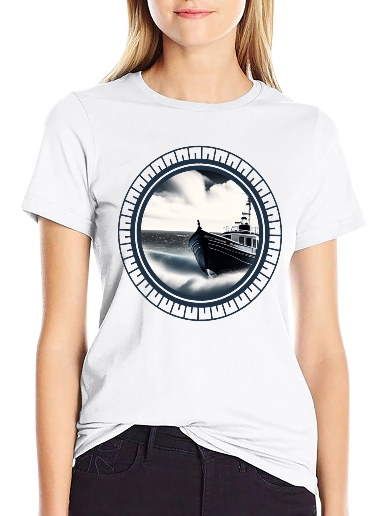 Nautical Boat Graphic Tee - Black
