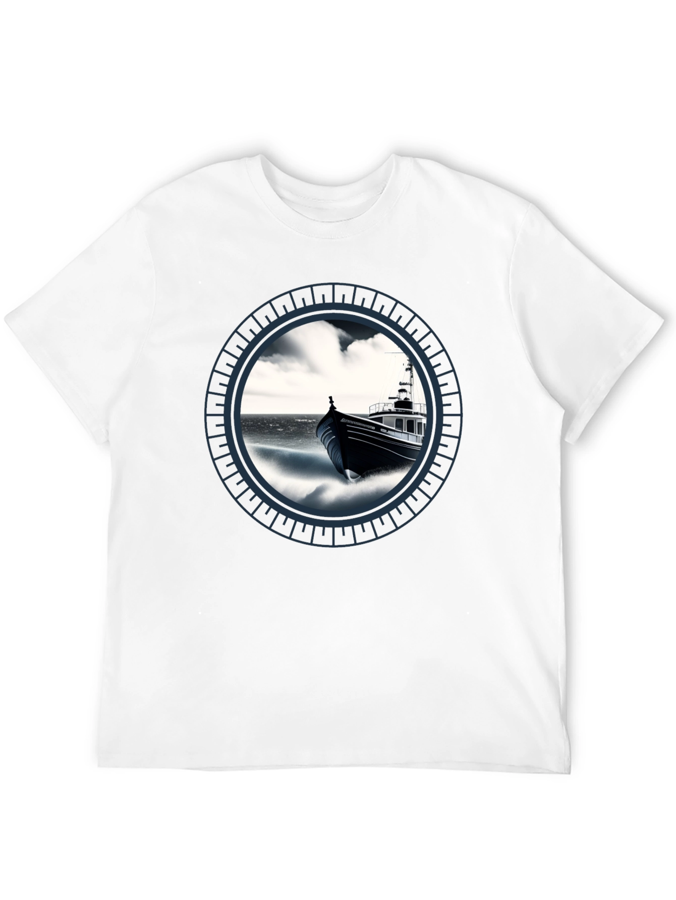 Nautical Boat Graphic Tee - Black